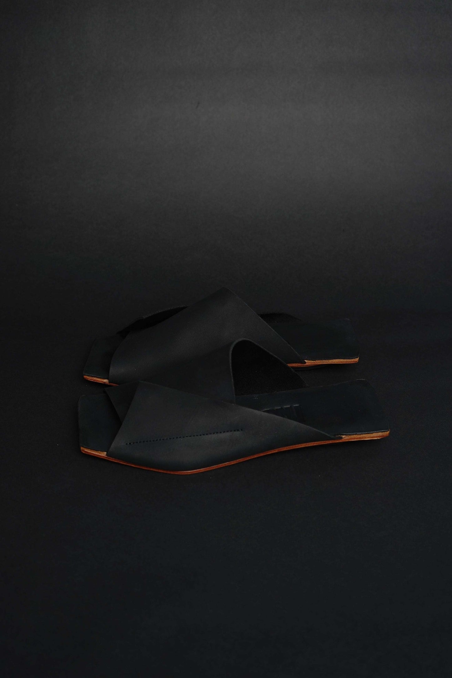 Amos Handcrafted Black Leather Slides