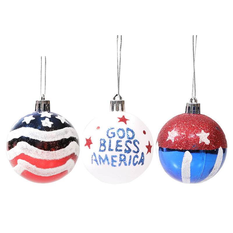American Independence Day Christmas Plastic Balls - Christmas Tree Decoration - Hand drawn Ball Set - Concordia Style Boutique