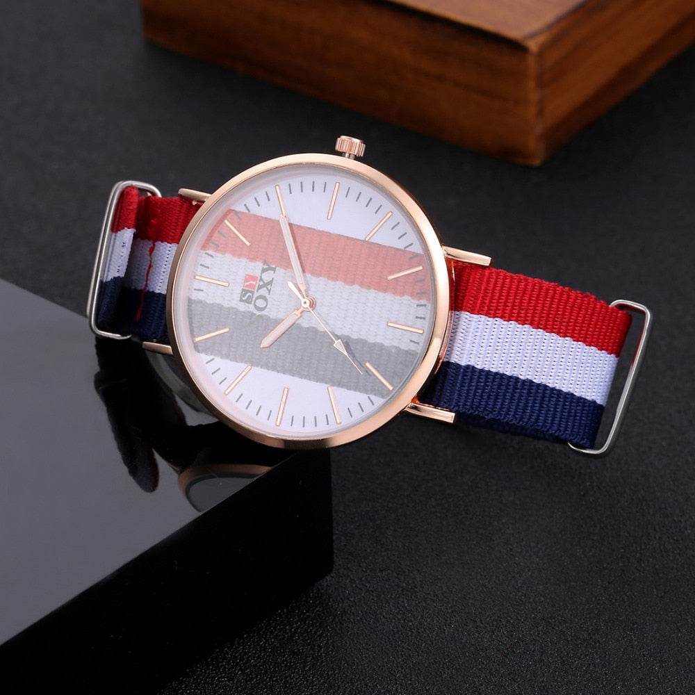 Striped Unisex Watch - Nylon Strap - Concordia Style Boutique