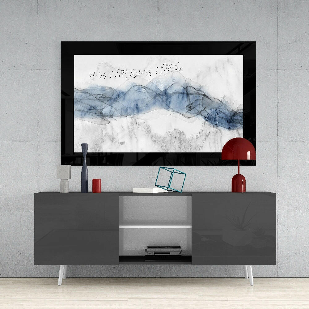 Blue Nebula Glass Wall Art