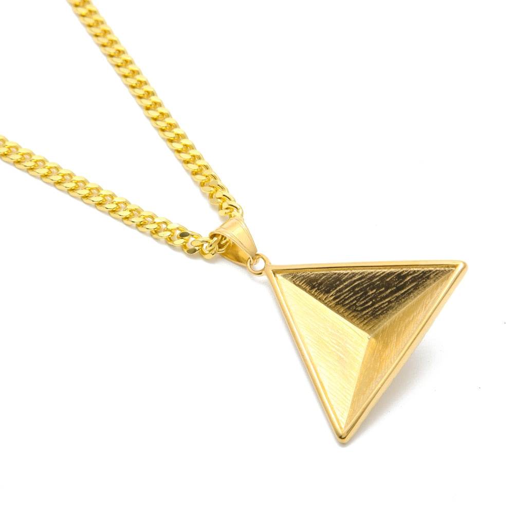 Stainless Steel Pyramid - Three-dimensional Inverted Triangle Pendant - Unisex Necklace - Concordia Style Boutique