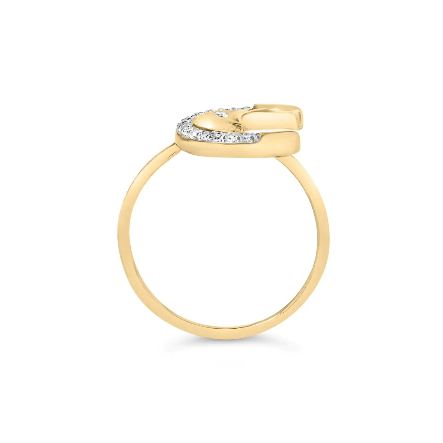 *2 Left* 10K Yellow Gold 1/10 Cttw Diamond Crescent Moon Ring (I-J Color, I1-I2 Clarity) - Concordia Style Boutique