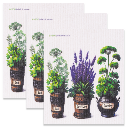 Eco-Friendly Swedish Dishcloths - Dill-Lavender-Parsley Set of 3 (Paper Towel Replacements) - Concordia Style Boutique