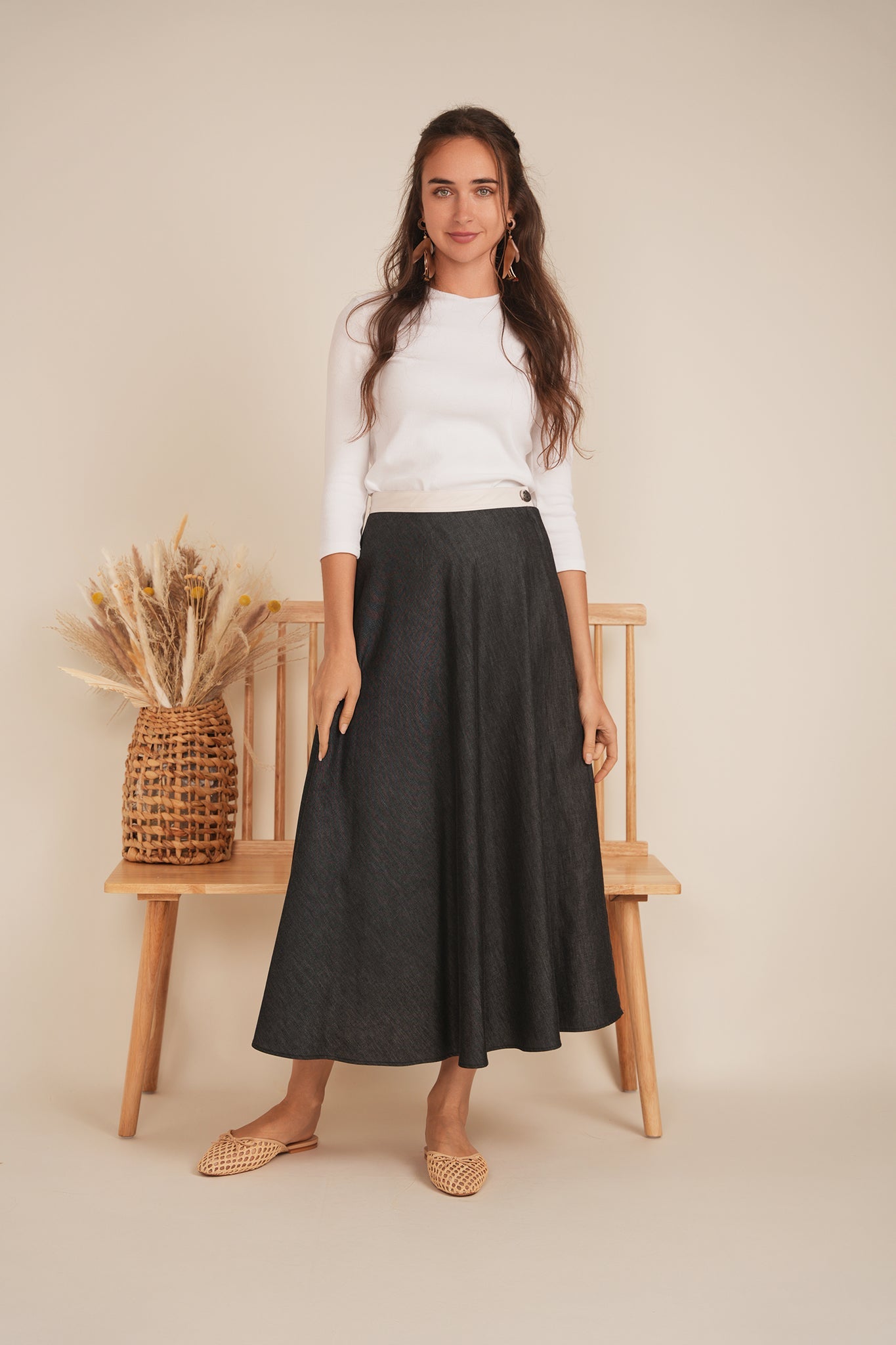 Stretch Leather Waistband Skirt - Concordia Style Boutique