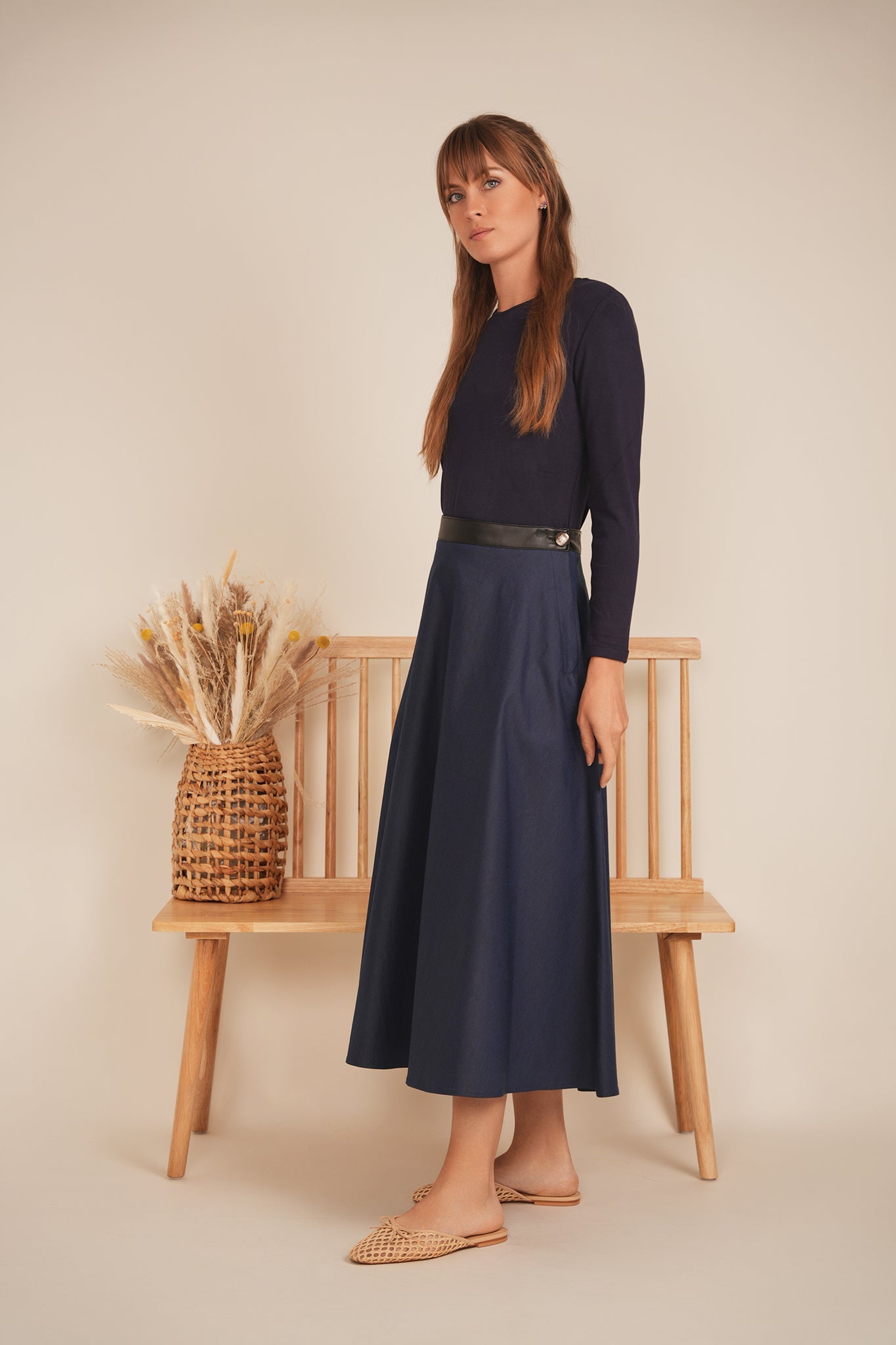Stretch Leather Waistband Skirt - Concordia Style Boutique