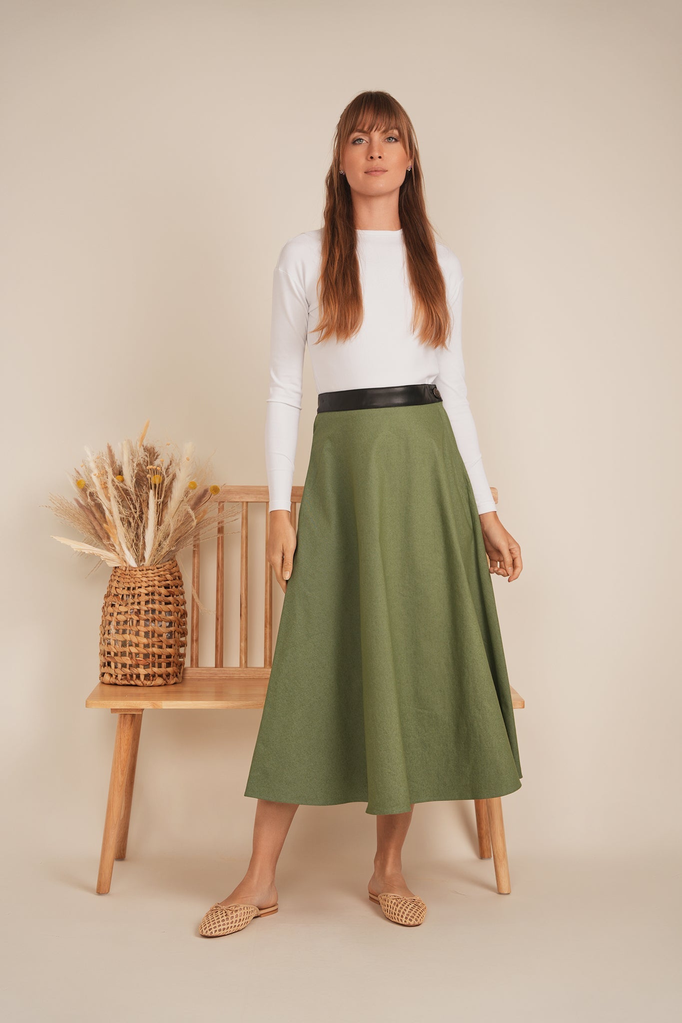 Stretch Leather Waistband Skirt - Concordia Style Boutique