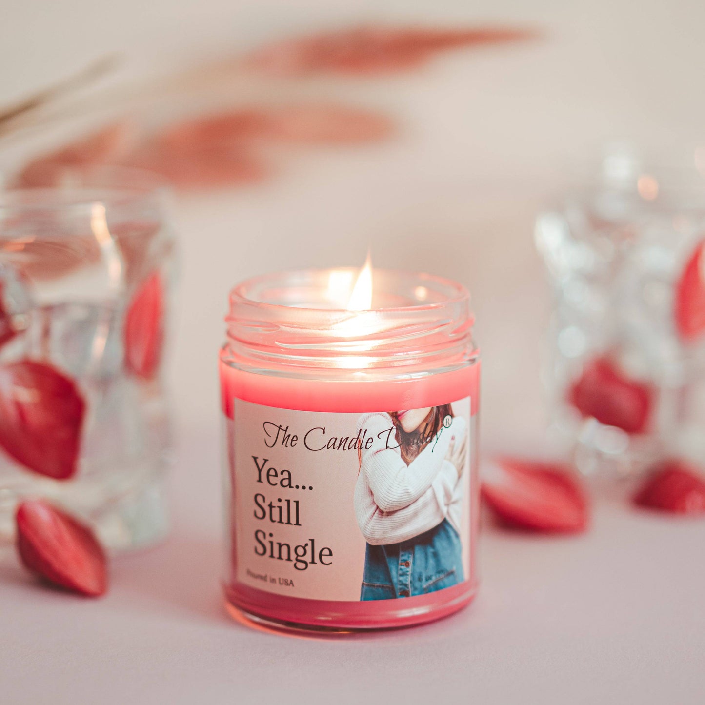 Yea...Still Single - Strawberry Guava Scented - Funny 6 Oz Jar Candle - 40 Hour Burn Time