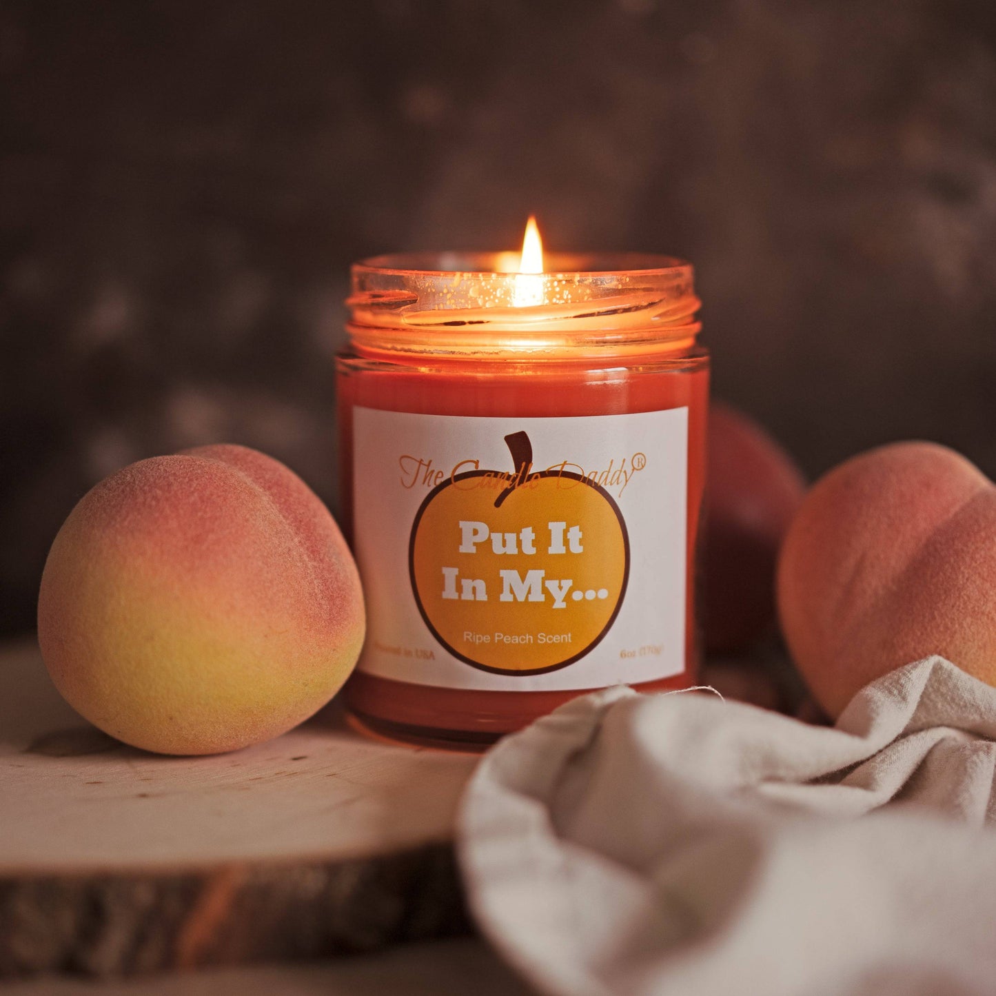 Put It In My... - Juicy Ripe Peach Scented - Funny 6 Oz Jar Candle - 40 Hour Burn Time