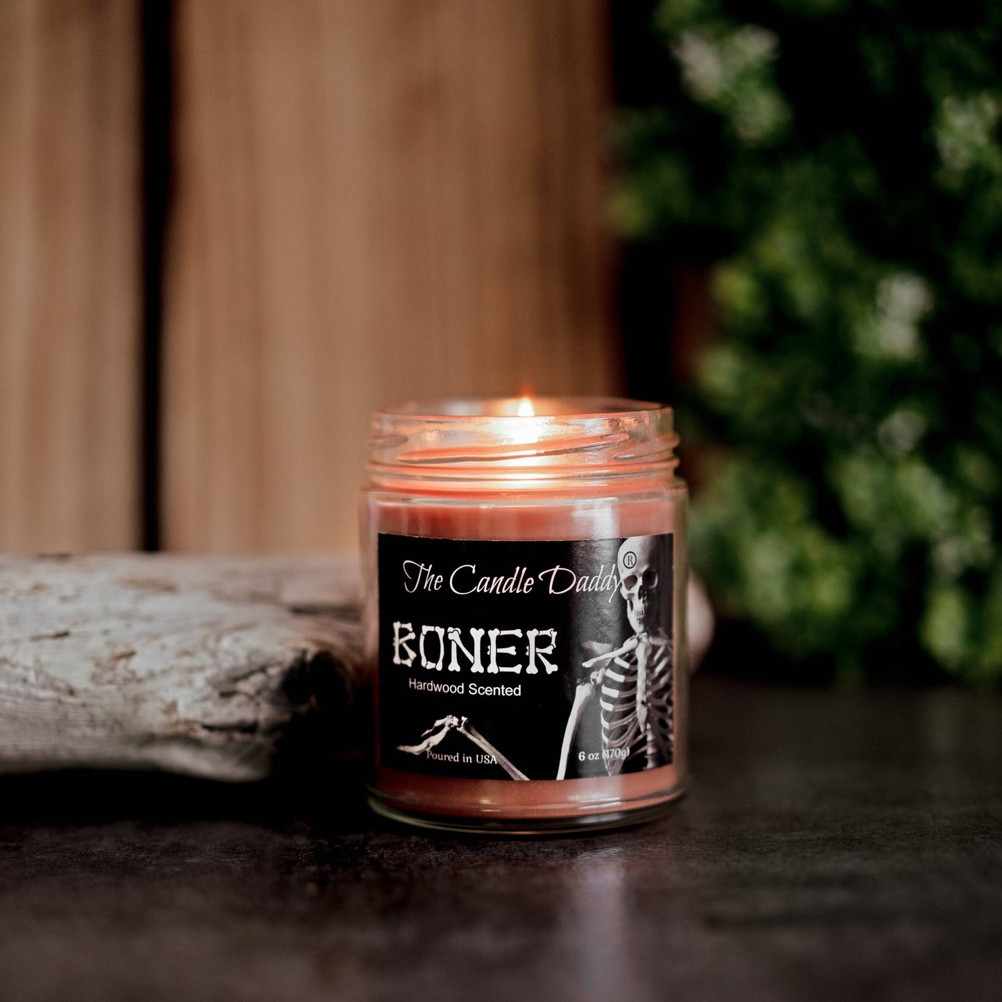 Boner - Hardwood Scented - Funny Halloween 6 Oz Jar Candle - 40 Hour Burn Time