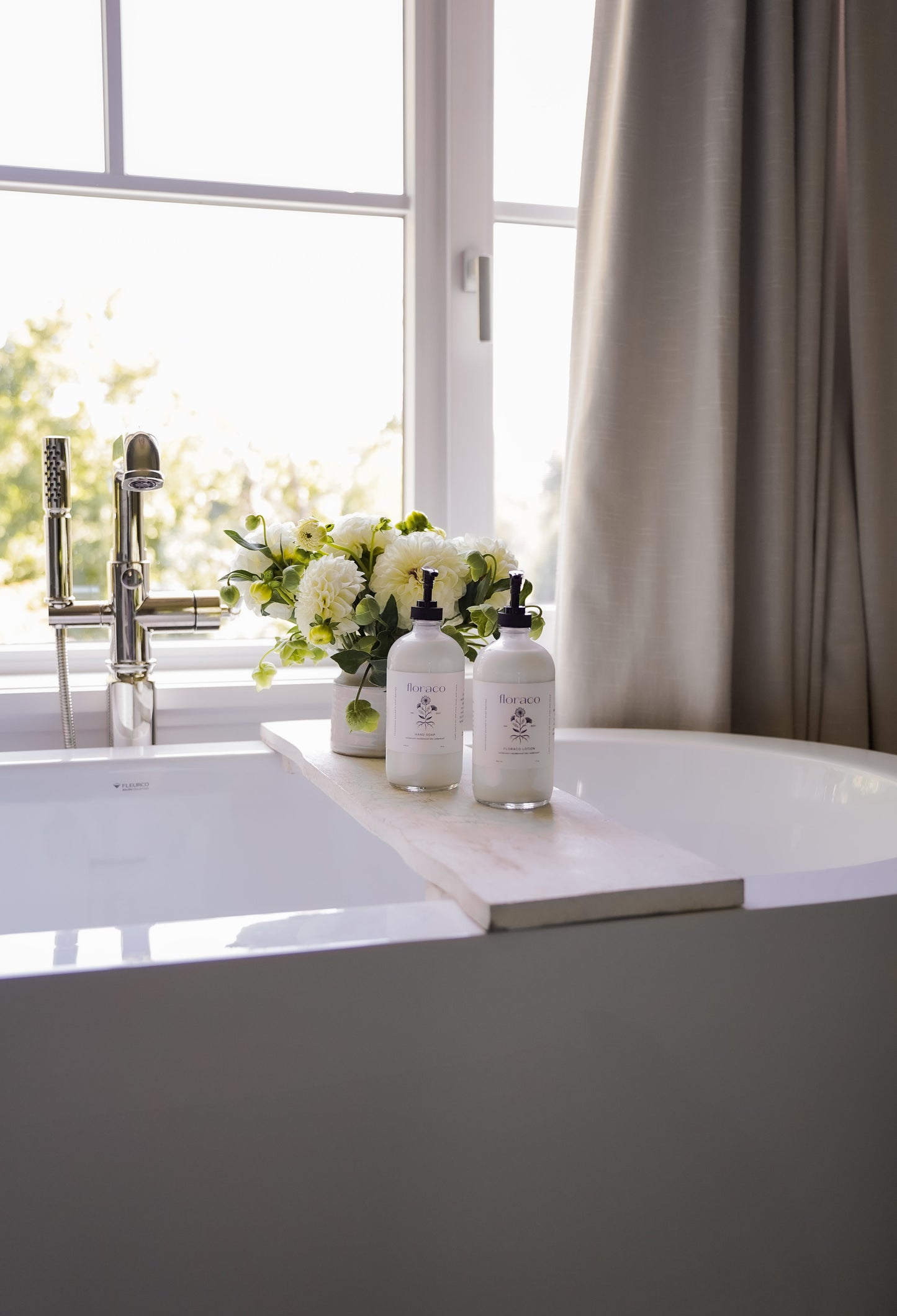Floraco Refillable Glass Body Wash: Cedarwood, Sandalwood, Iris and Cardamom