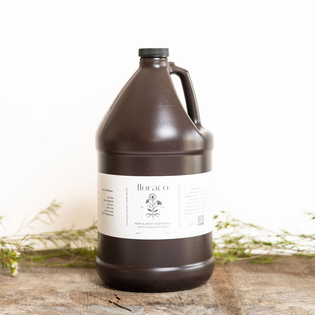 Magnolia Mint Refillable Glass Hand Soap: Wild Mint, Orange Blossom, Eucalyptus, Lemon, Mint + Tomato Leaf Scented