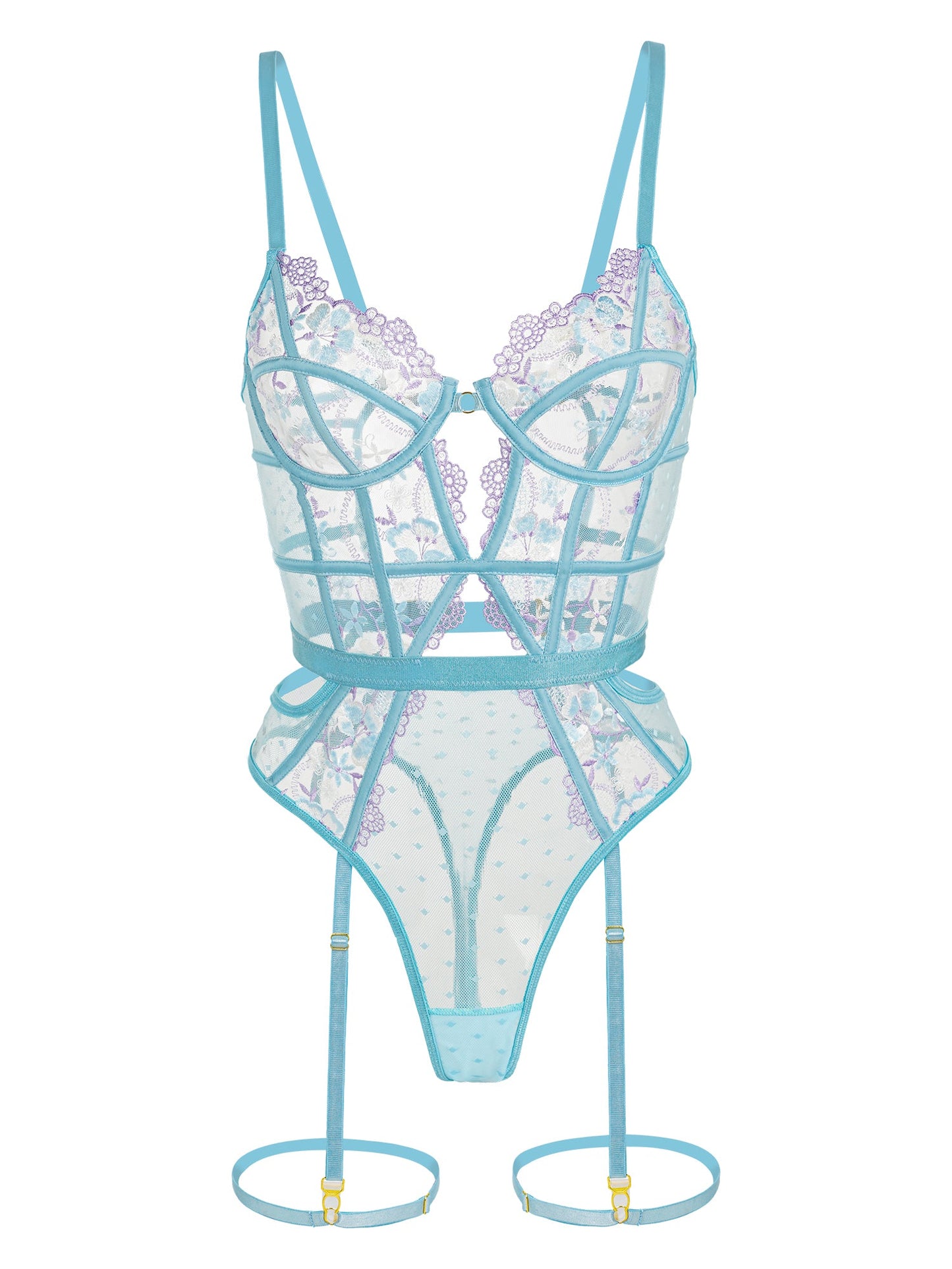 Indigo Dreams Floral French-inspired Sensual Bodysuit - Concordia Style Boutique