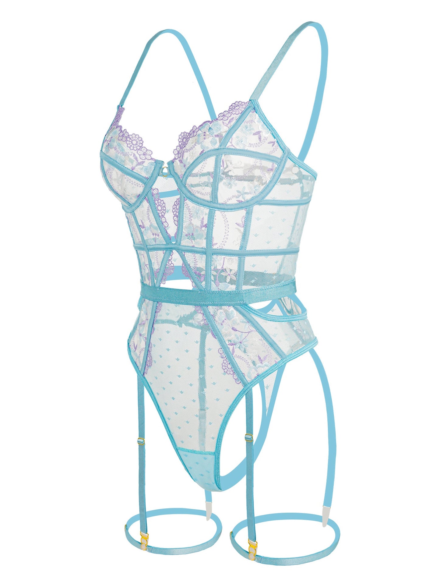 Indigo Dreams Floral French-inspired Sensual Bodysuit - Concordia Style Boutique