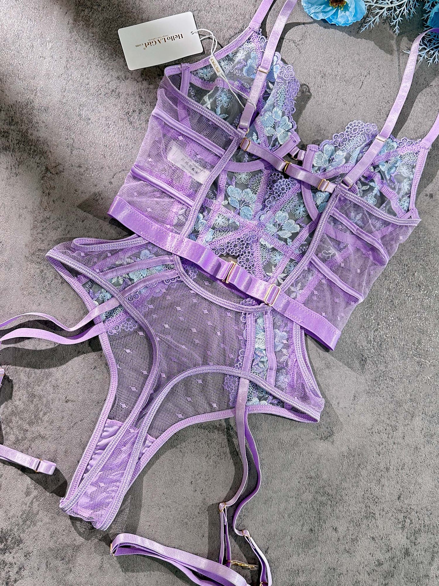Lavender Blossom Embroidered French-inspired Bodysuit - Concordia Style Boutique