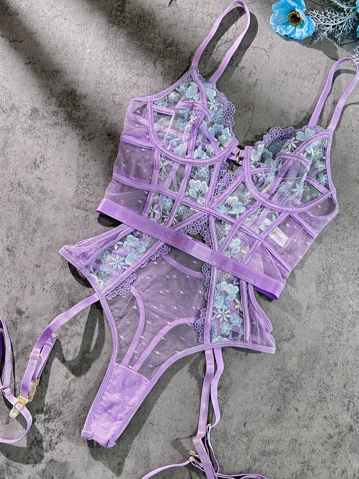 Lavender Blossom Embroidered French-inspired Bodysuit - Concordia Style Boutique