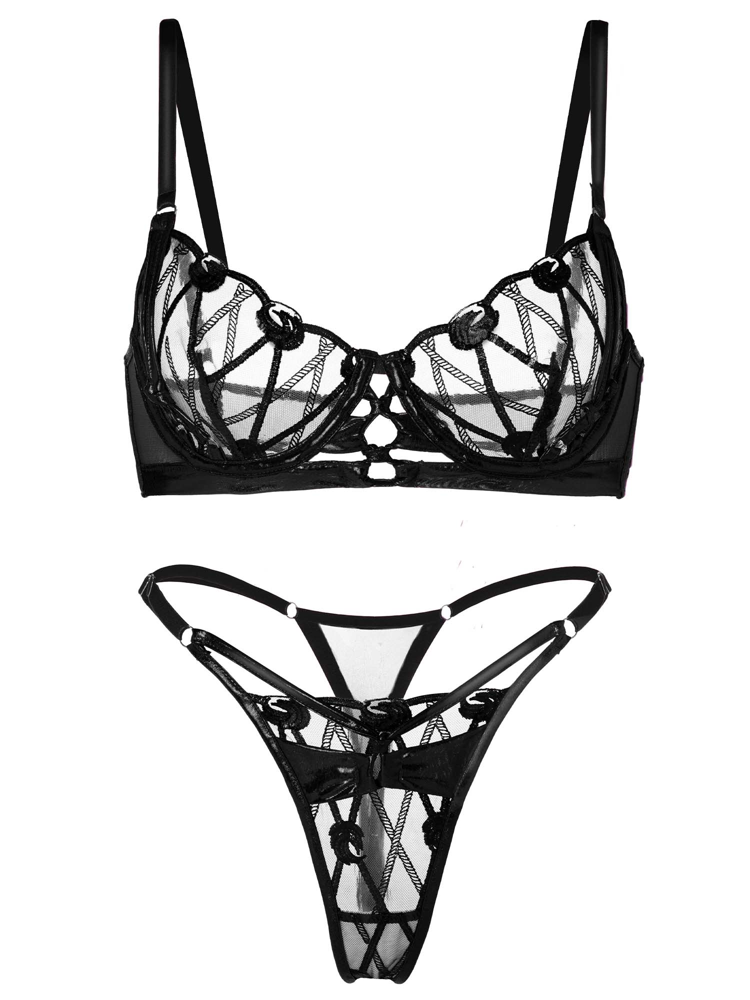 Exquisitely Crafted Midnight Black Lace Lingerie Set - Concordia Style Boutique