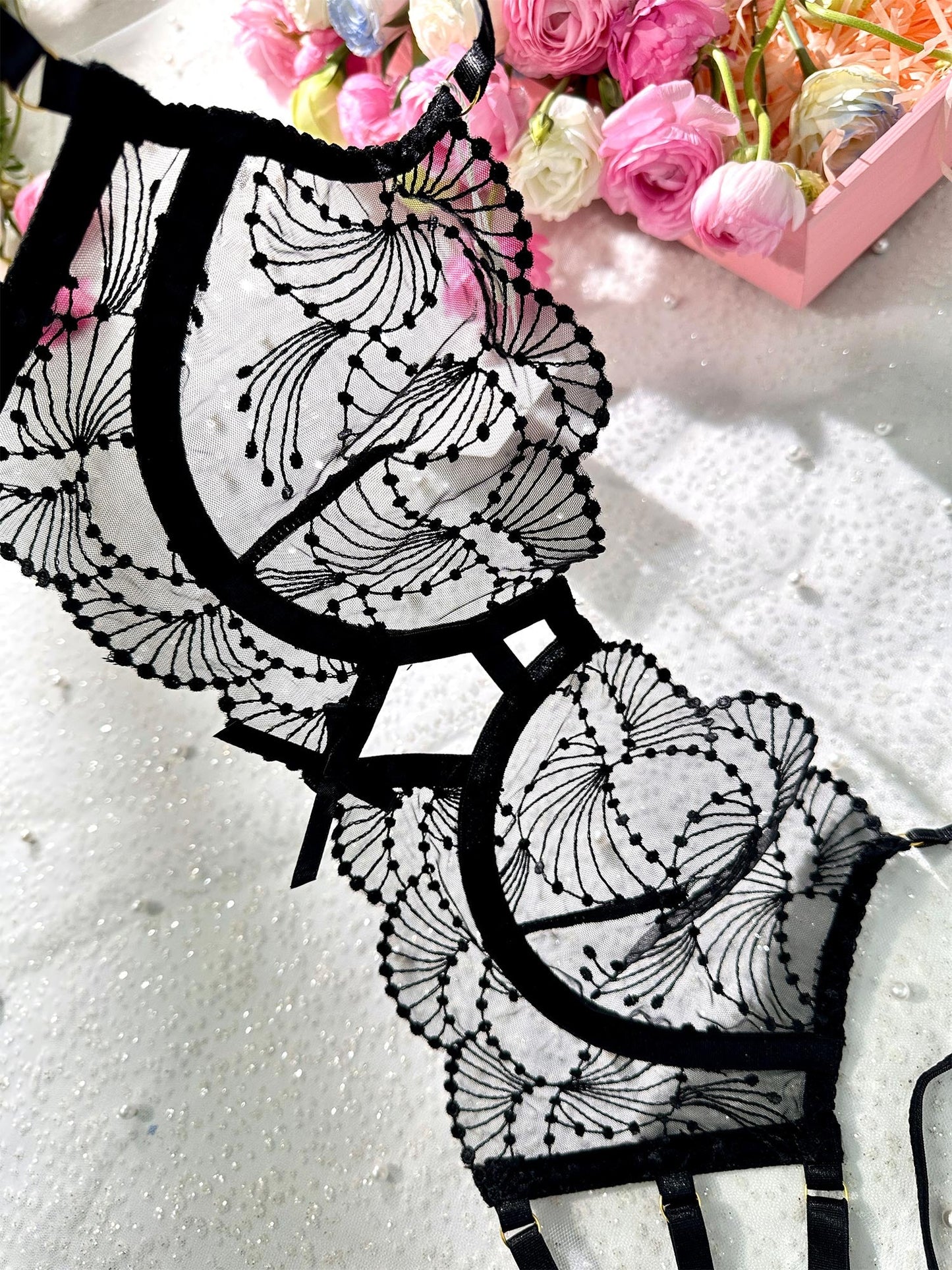 Ultra-Thin Sheer Black Embroidery Lingerie Set - Concordia Style Boutique