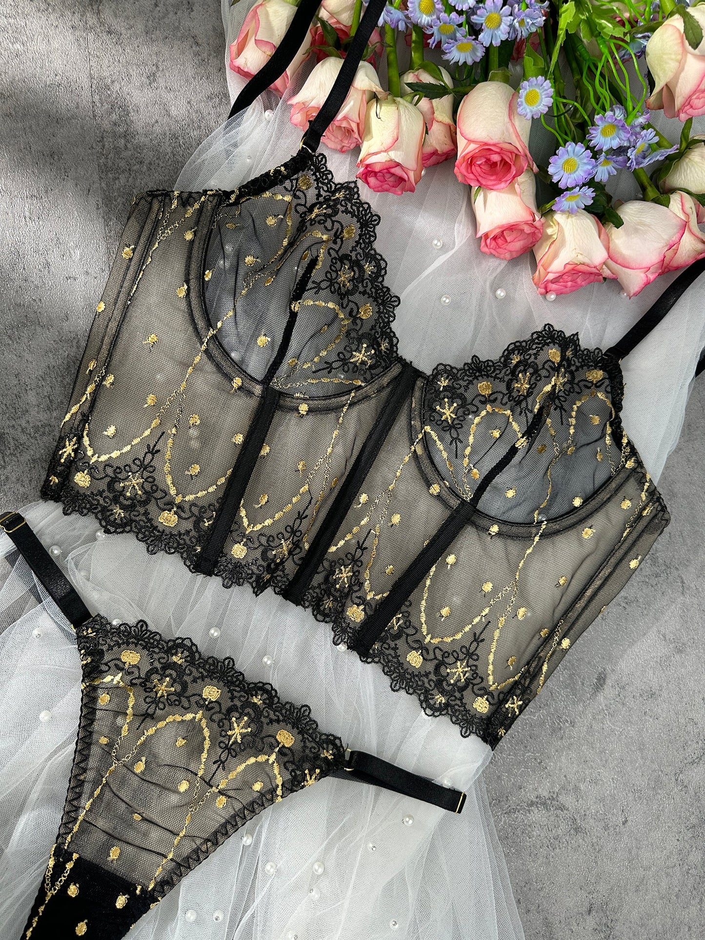 Chic Luxe Noir & Gold Lingerie Set - Concordia Style Boutique