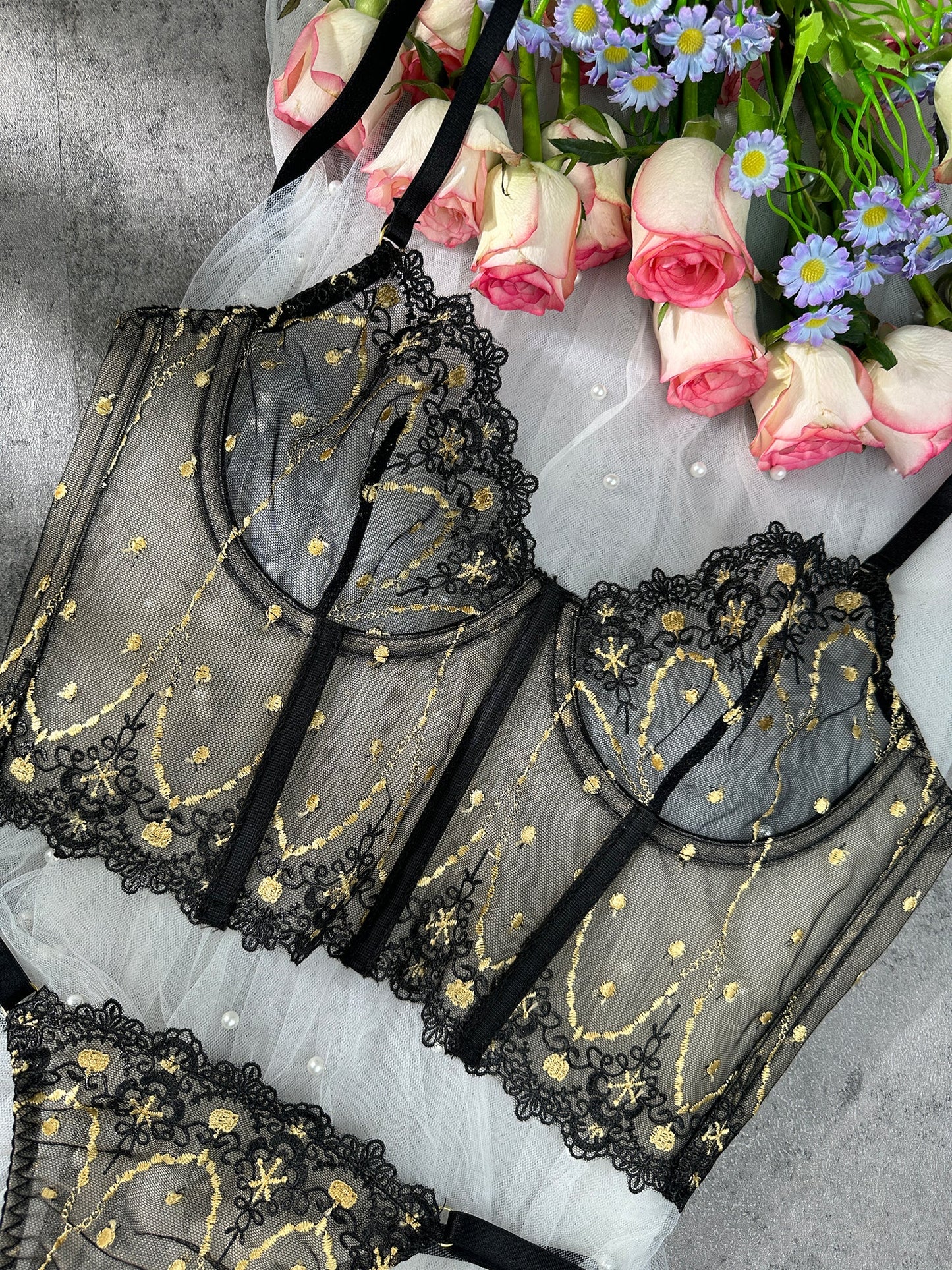 Chic Luxe Noir & Gold Lingerie Set - Concordia Style Boutique