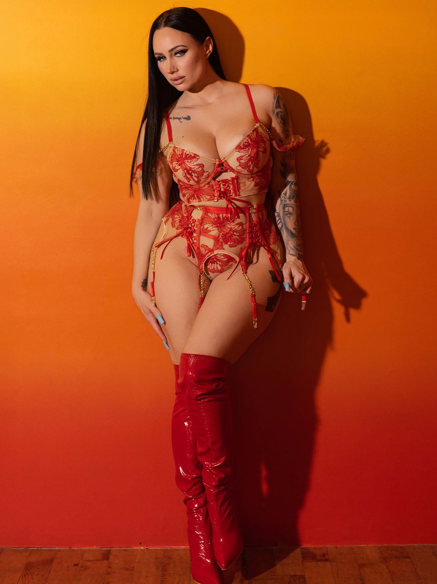 Red Ribbon Sculpting Lingerie Set - Concordia Style Boutique