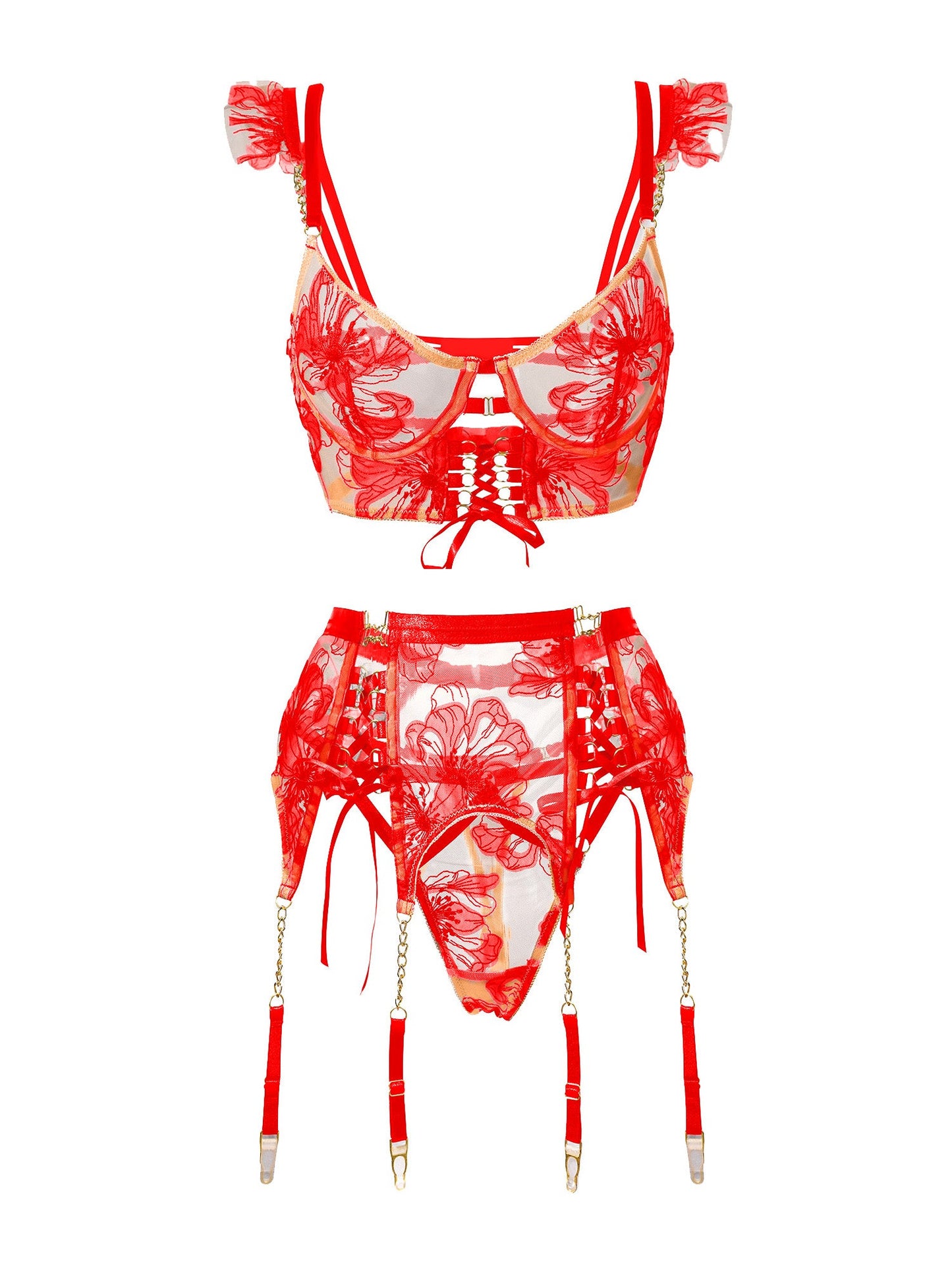 Red Ribbon Sculpting Lingerie Set - Concordia Style Boutique