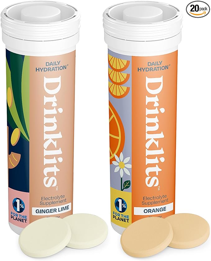 Daily Hydration, Vitamins, Electrolyte Tablets, Ginger-Lime and Orange, 2 Pack (20 Servings) - Concordia Style Boutique