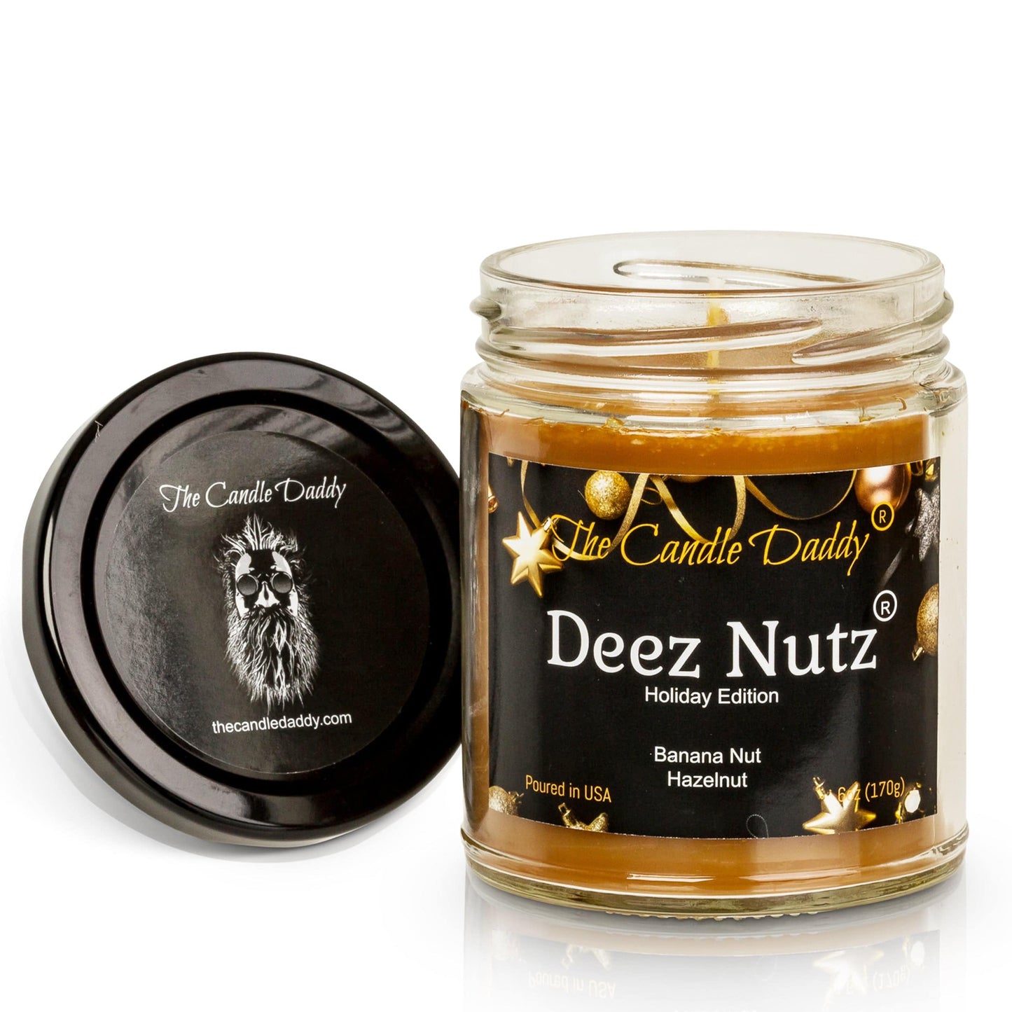 FREE SHIPPING - Deez Nutz Holiday Edition Candle - Funny Banana Nut Bread Scented Candle - Funny Holiday Candle for Christmas, New Years - Long Burn Time, Holiday Fragrance, Hand Poured in USA - 6oz