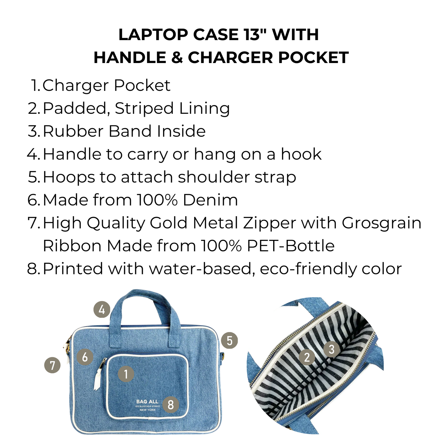 Laptop Case 13", Handle & Charger Pocket, Denim - Premium 5620 - Luggage & Bags > Luggage Accessories > Packing Organizers from Bag-all - Just $53! Shop now at Concordia Style Boutique