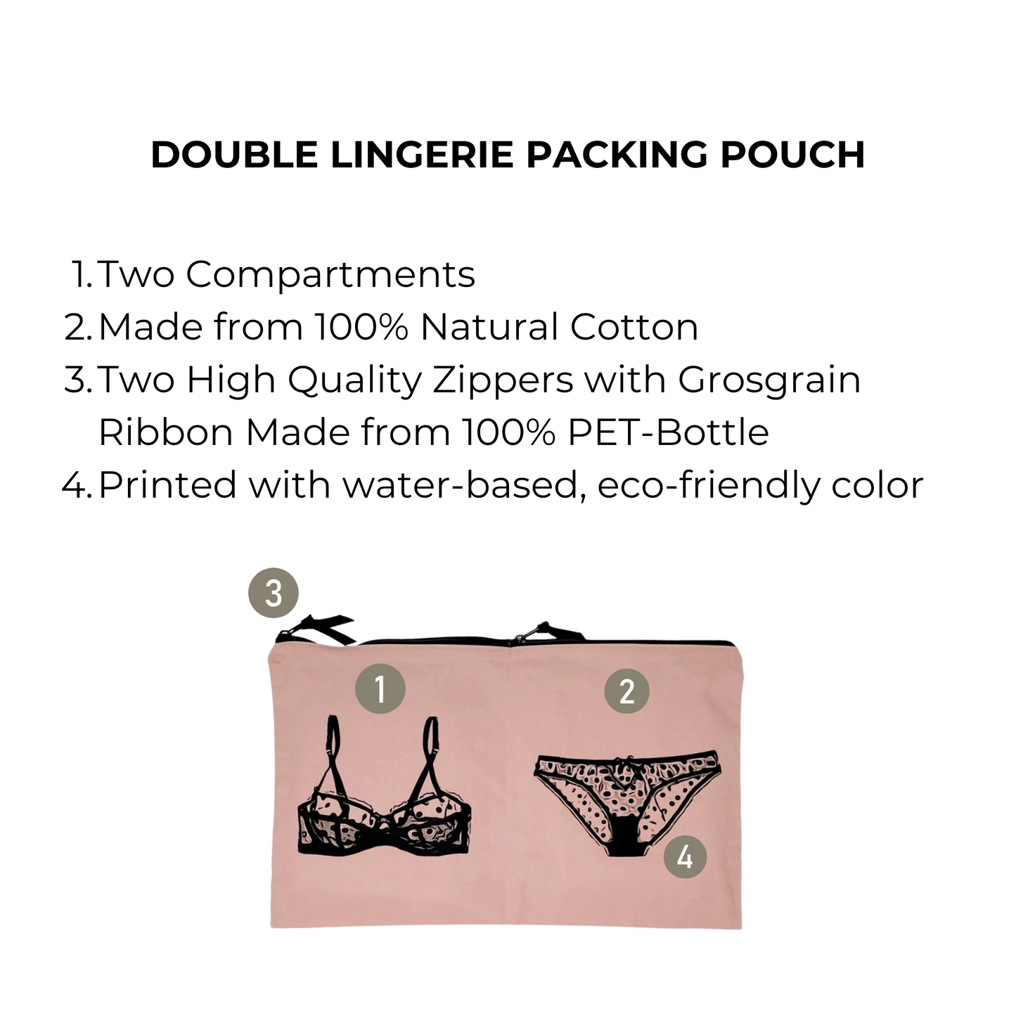 Double Lingerie Packing Pouch, Pink/Blush - Concordia Style Boutique