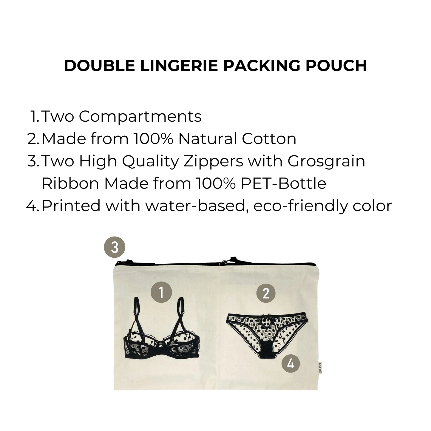 Double Lingerie Packing Pouch, Cream - Concordia Style Boutique