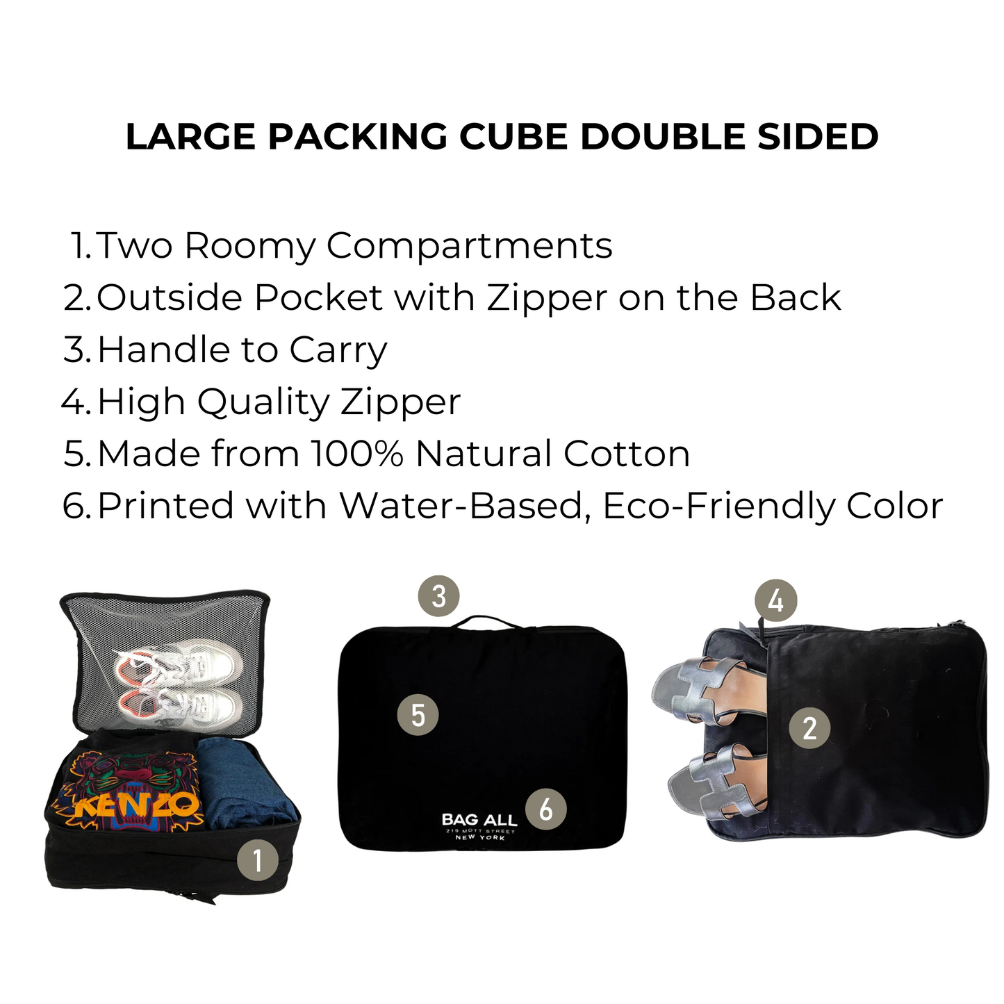 Large Packing Cube, Double Sided, Black - Concordia Style Boutique