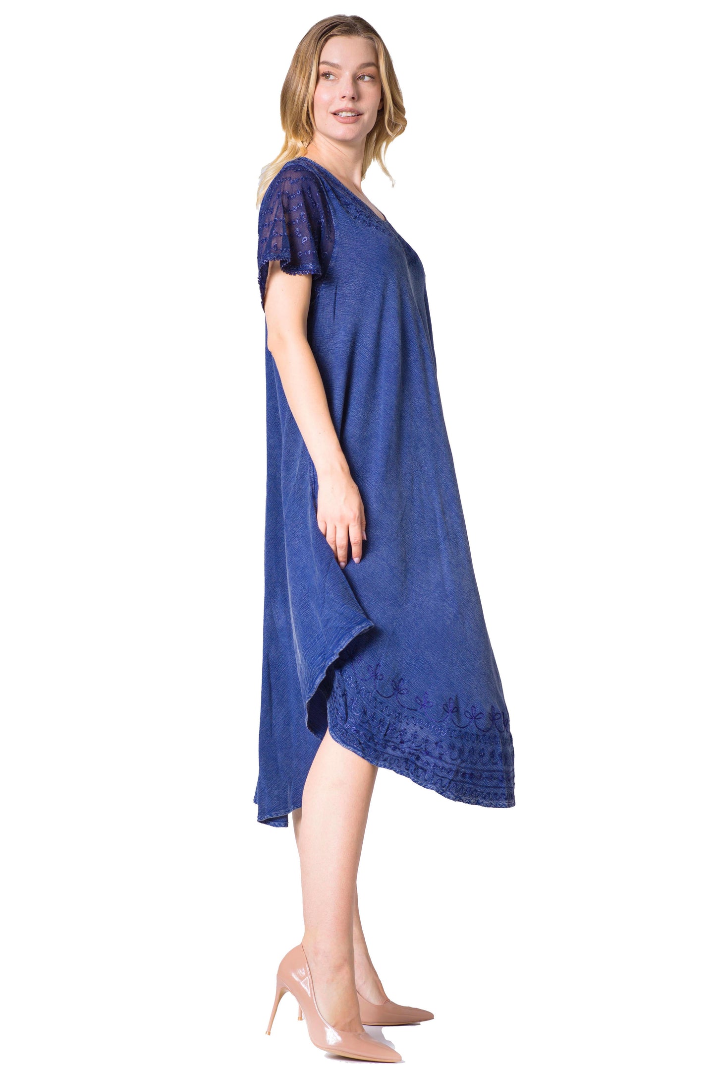 Sakkas Everyday Essentials Cap Sleeve Caftan Dress / Cover Up - Concordia Style Boutique