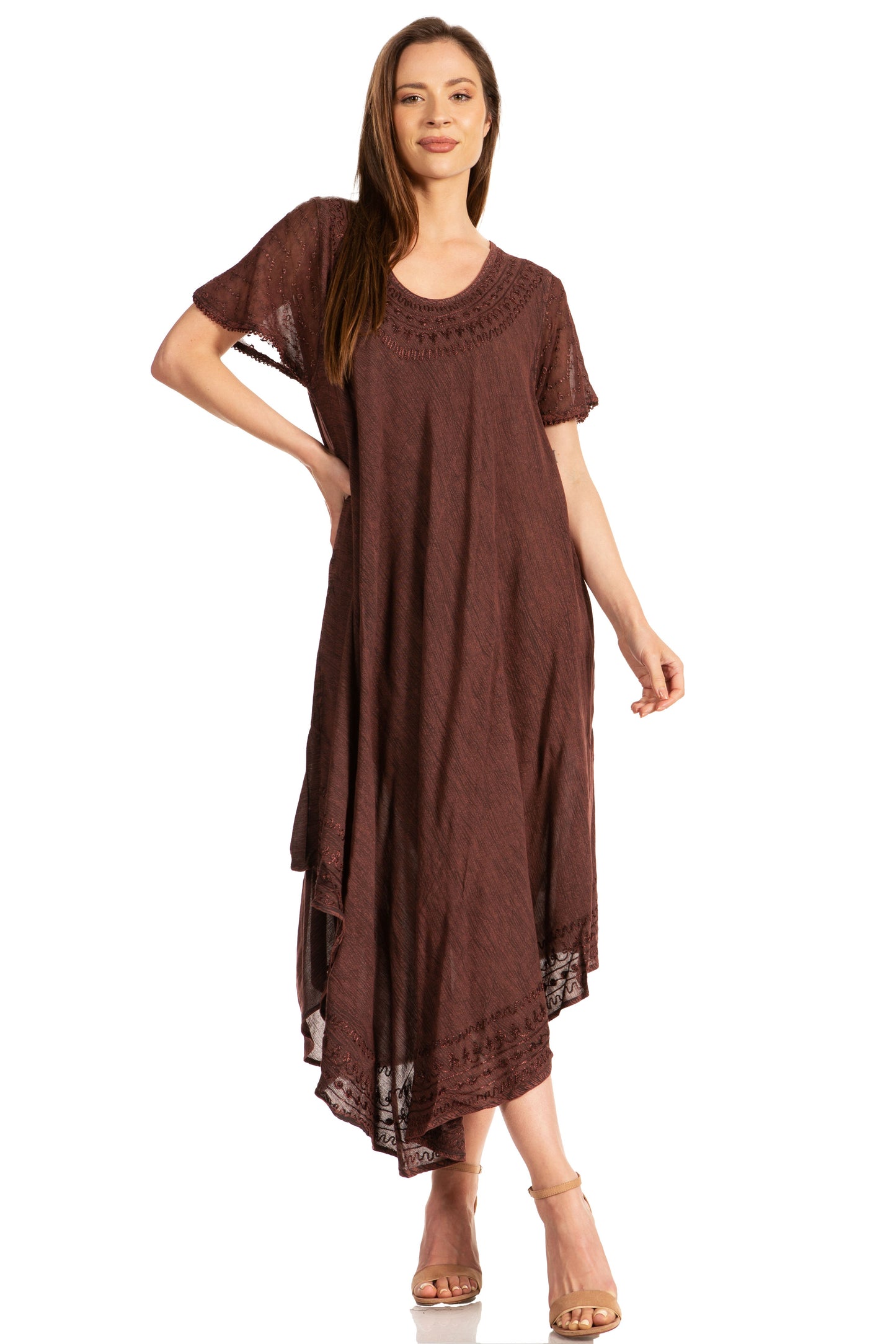 Sakkas Everyday Essentials Cap Sleeve Caftan Dress / Cover Up - Concordia Style Boutique