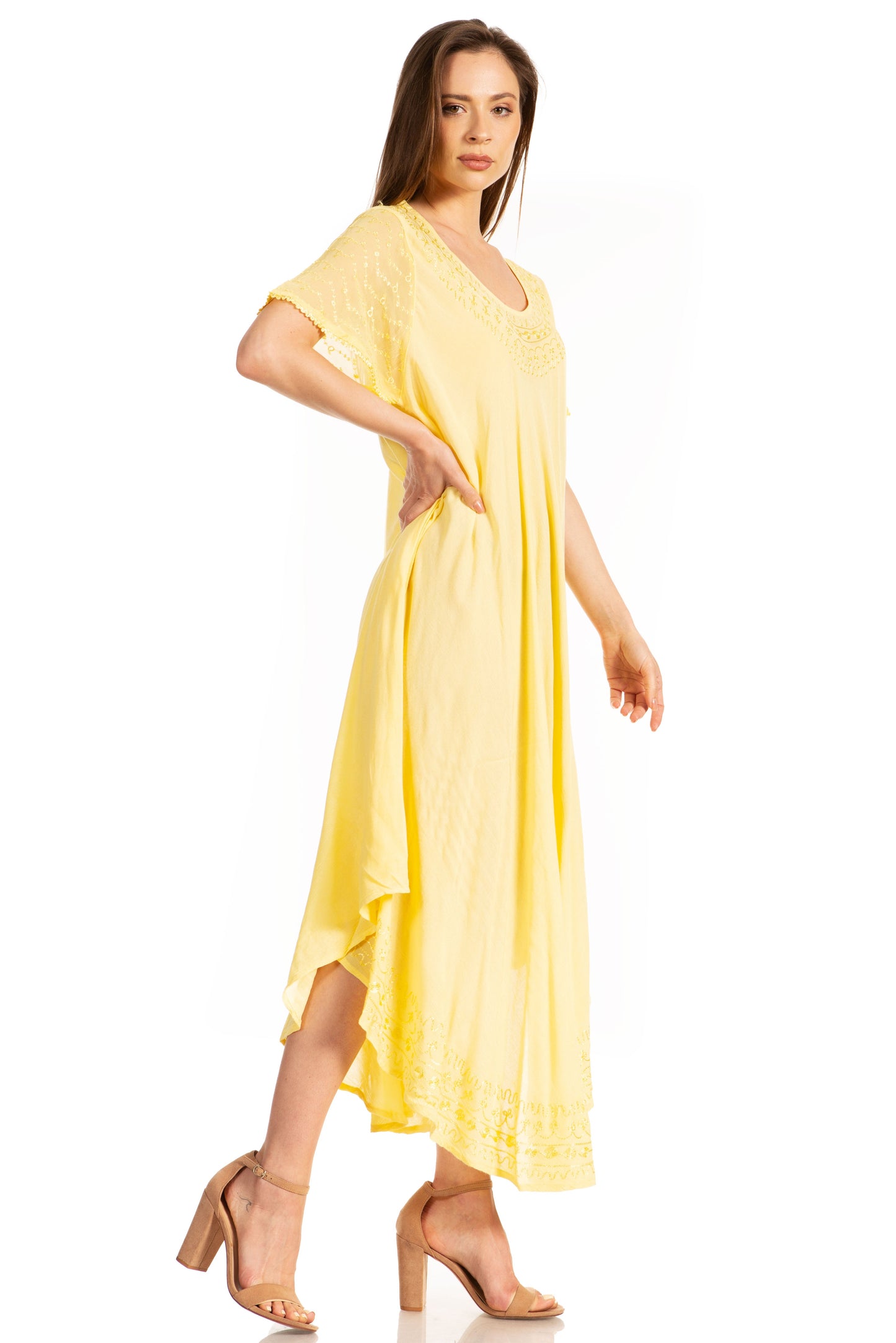 Sakkas Everyday Essentials Cap Sleeve Caftan Dress / Cover Up - Concordia Style Boutique