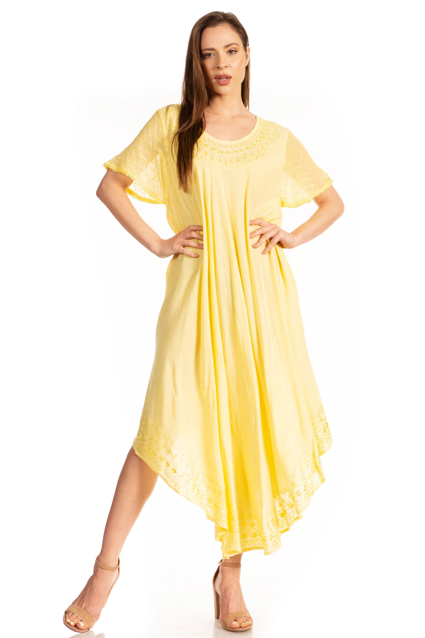 Sakkas Everyday Essentials Cap Sleeve Caftan Dress / Cover Up - Concordia Style Boutique