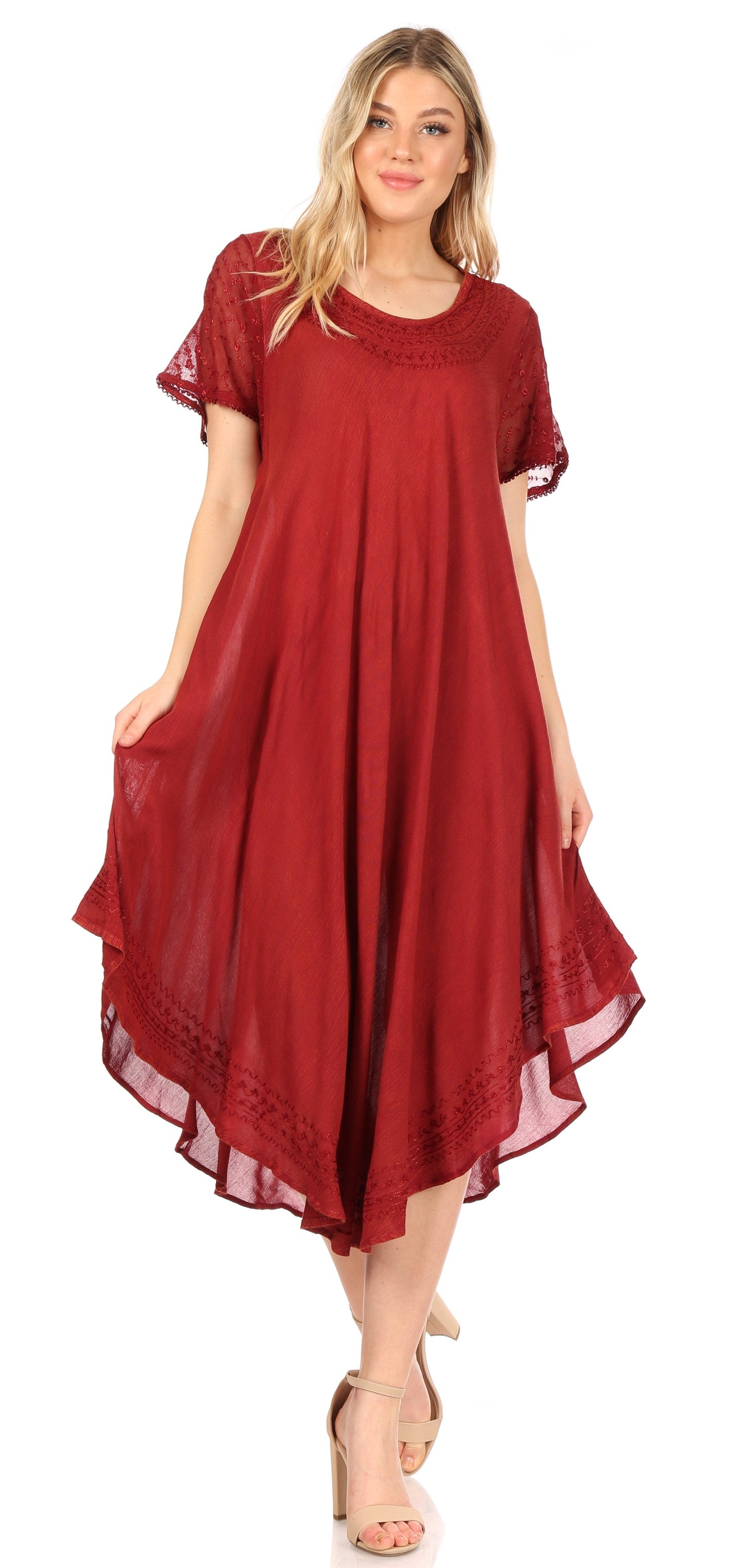 Sakkas Everyday Essentials Cap Sleeve Caftan Dress / Cover Up - Concordia Style Boutique