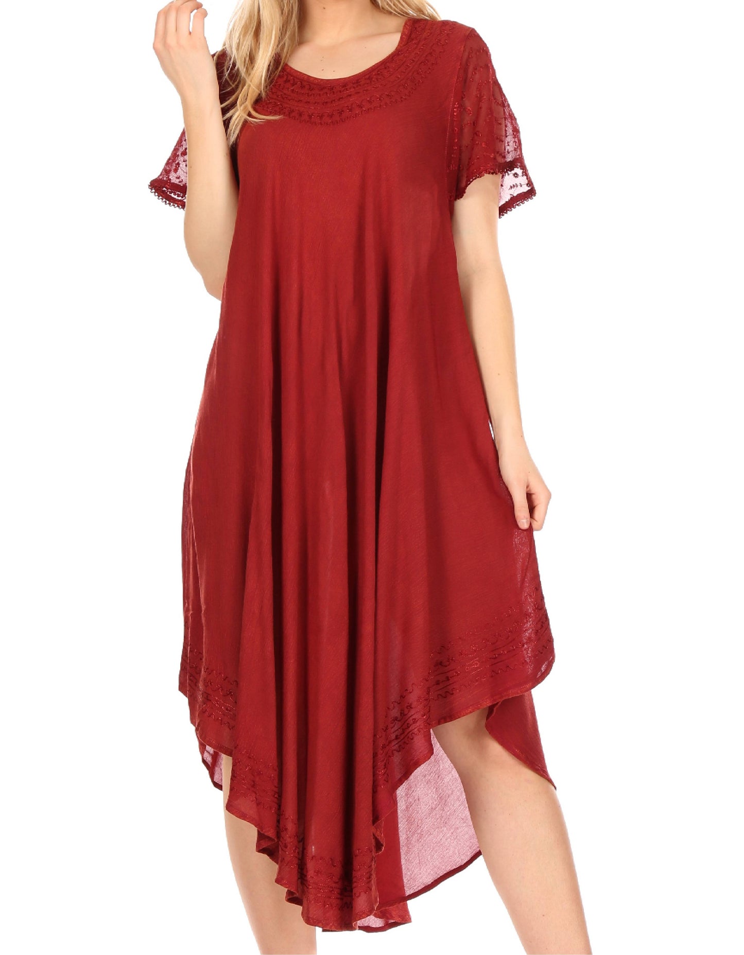 Sakkas Everyday Essentials Cap Sleeve Caftan Dress / Cover Up - Concordia Style Boutique