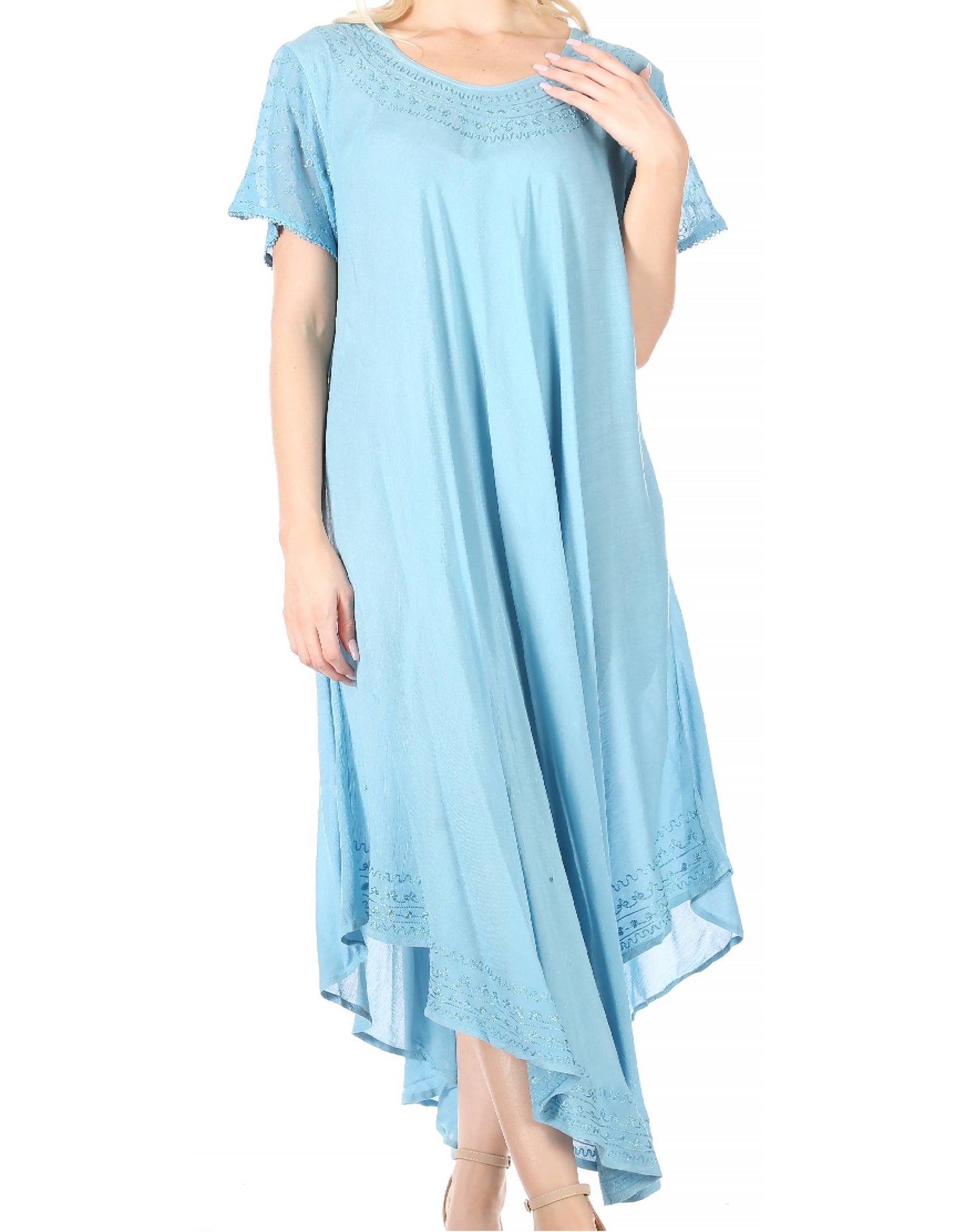 Sakkas Everyday Essentials Cap Sleeve Caftan Dress / Cover Up - Concordia Style Boutique
