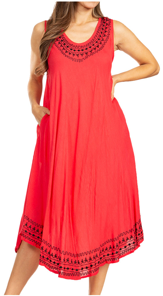 Sakkas Everyday Essentials Caftan Tank Dress / Cover Up - Concordia Style Boutique