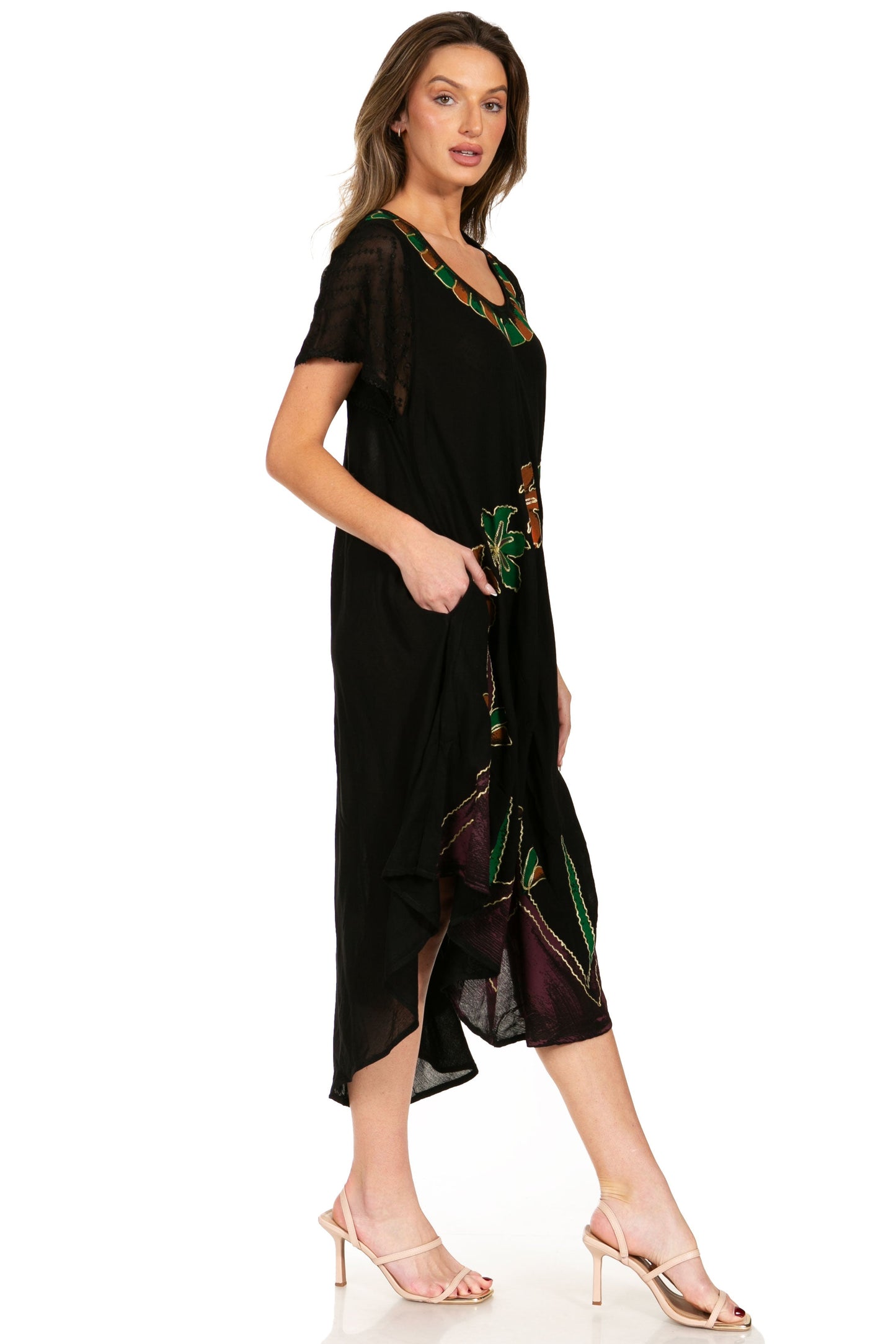 Sakkas Watercolor Palm Tree Tank Caftan Dress - Concordia Style Boutique