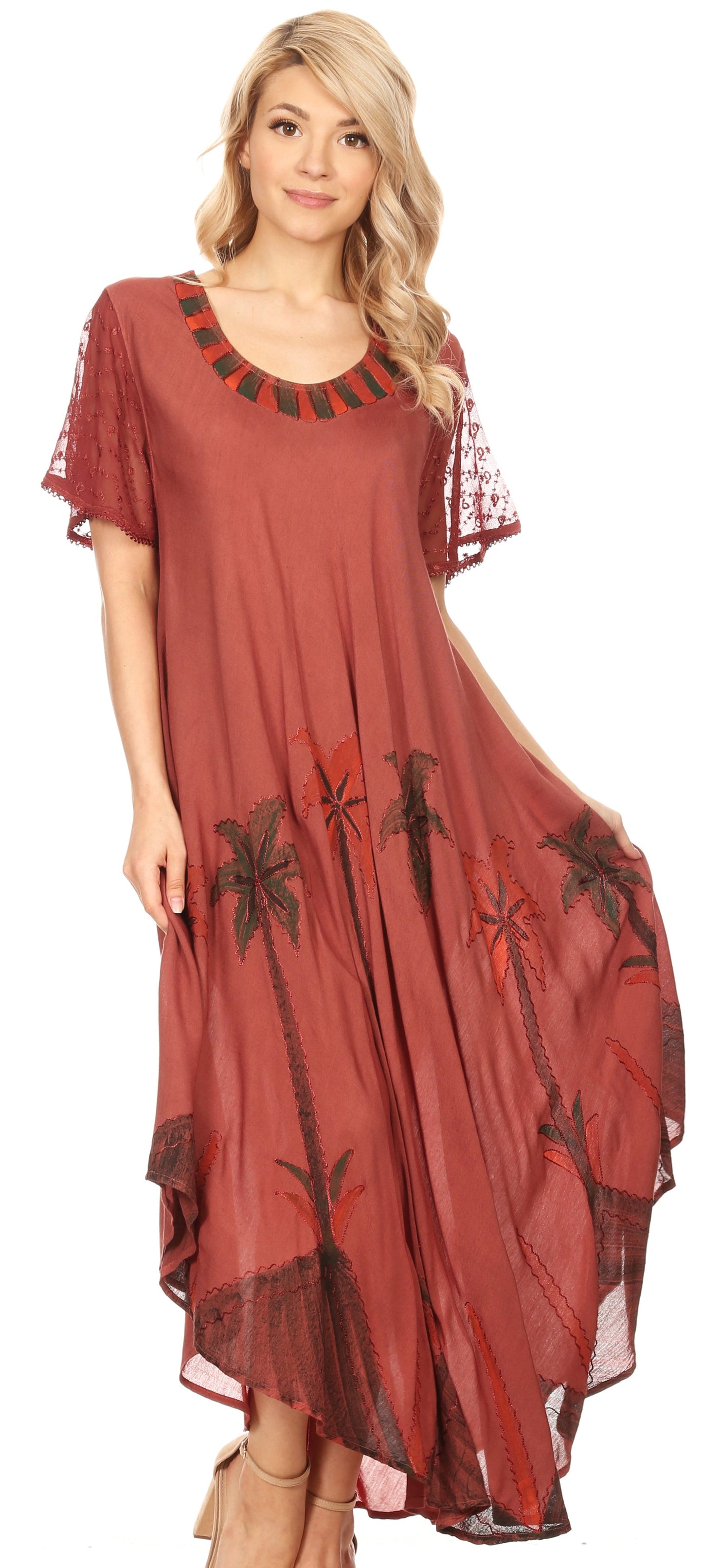 Sakkas Watercolor Palm Tree Tank Caftan Dress - Concordia Style Boutique