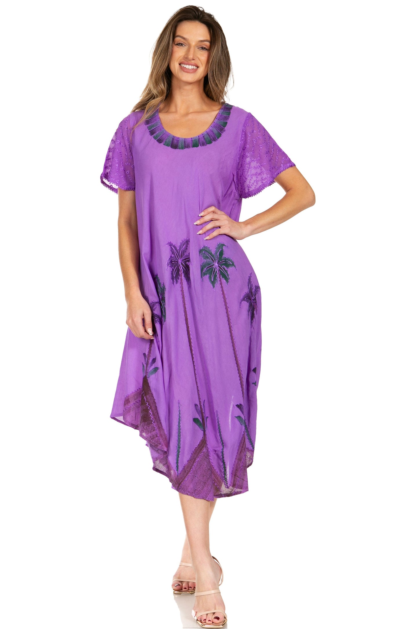 Sakkas Watercolor Palm Tree Tank Caftan Dress - Concordia Style Boutique