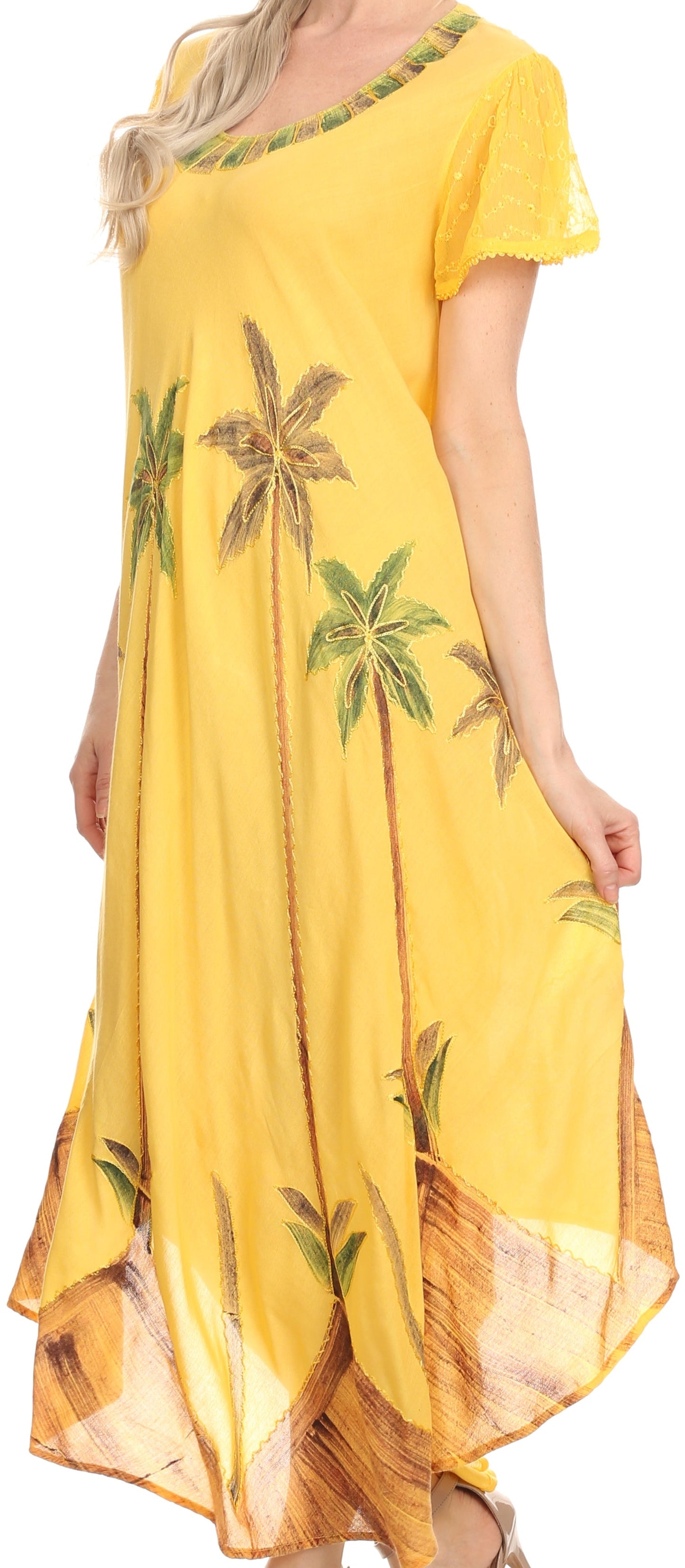 Sakkas Watercolor Palm Tree Tank Caftan Dress - Concordia Style Boutique