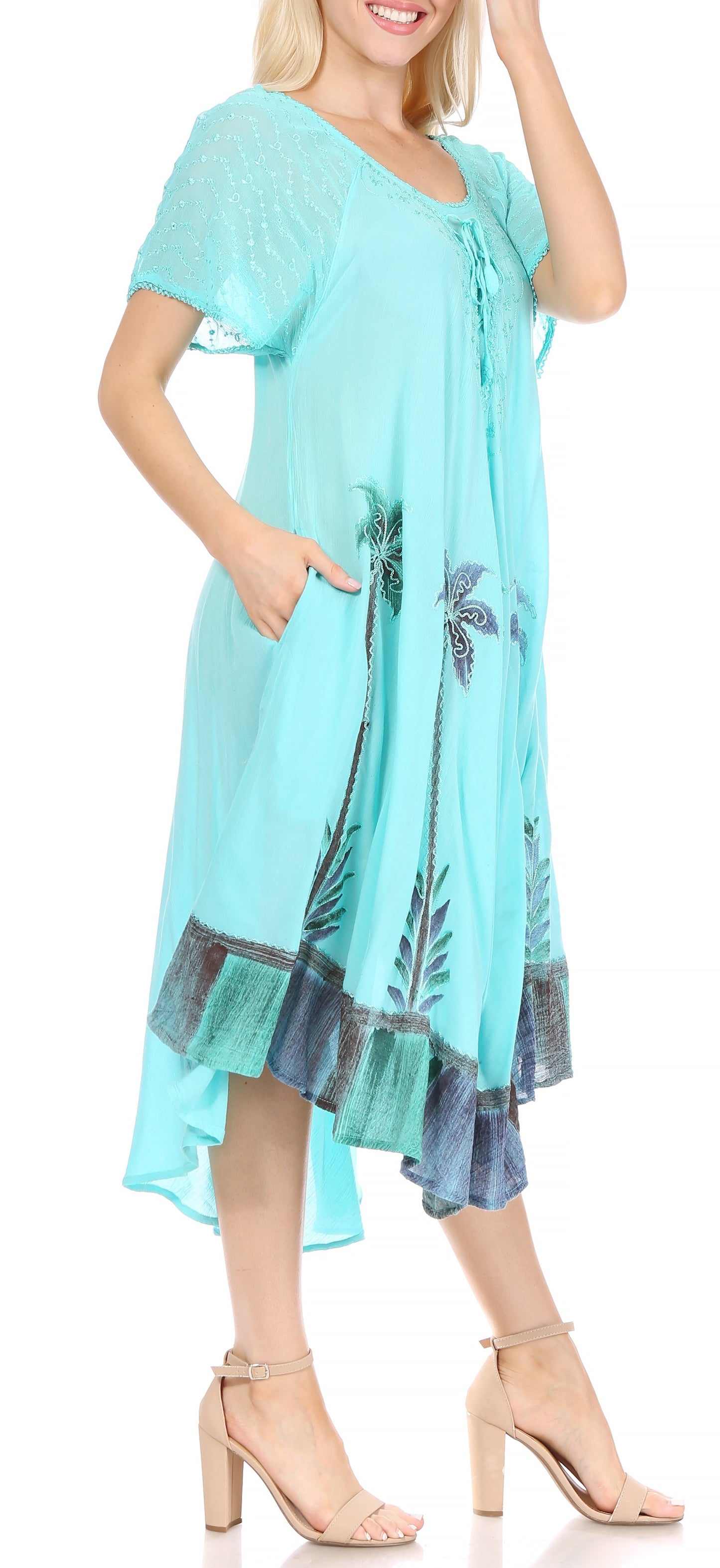 Sakkas Kai Palm Tree Caftan Tank Dress / Cover Up - Concordia Style Boutique
