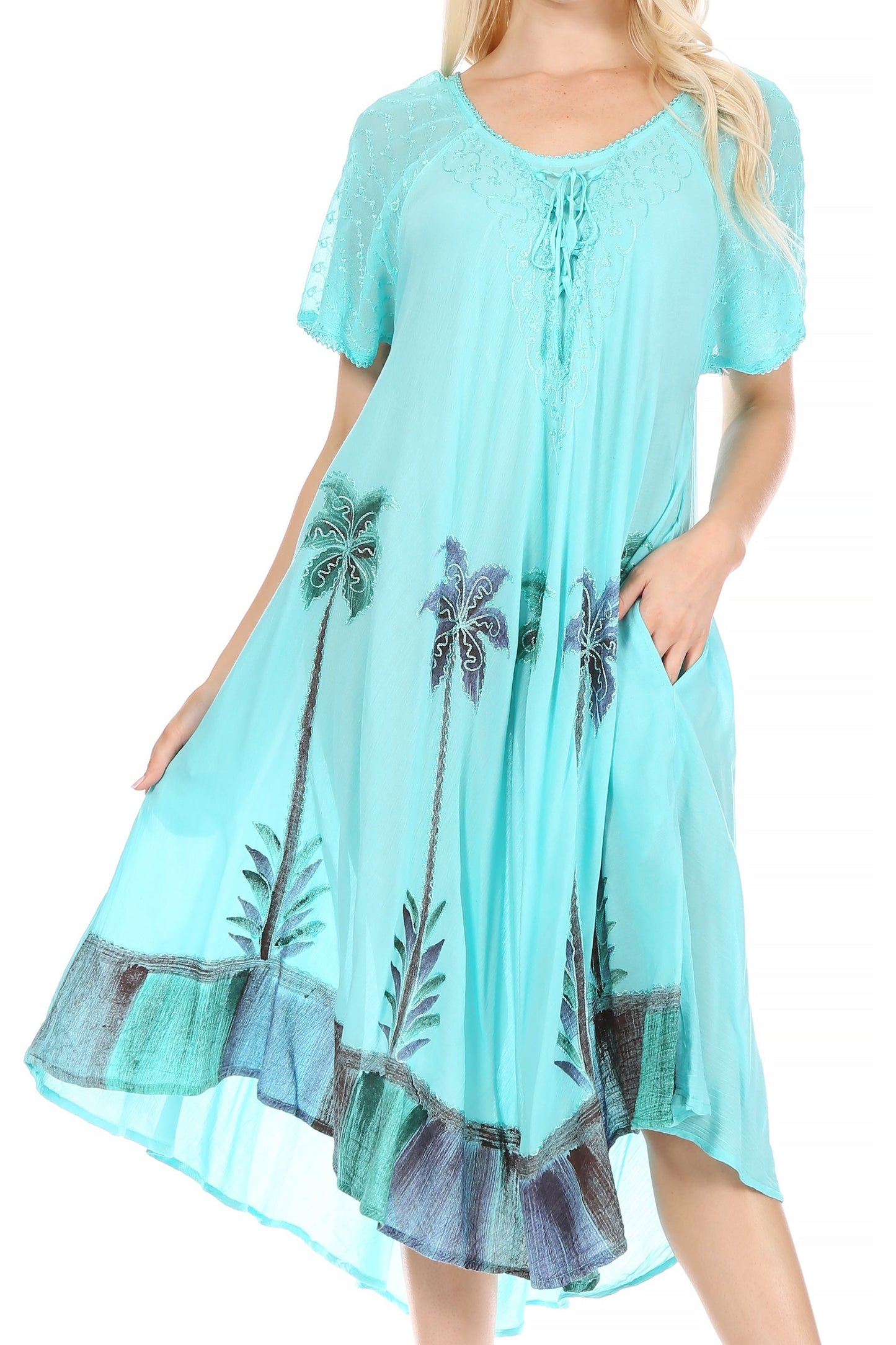 Sakkas Kai Palm Tree Caftan Tank Dress / Cover Up - Concordia Style Boutique