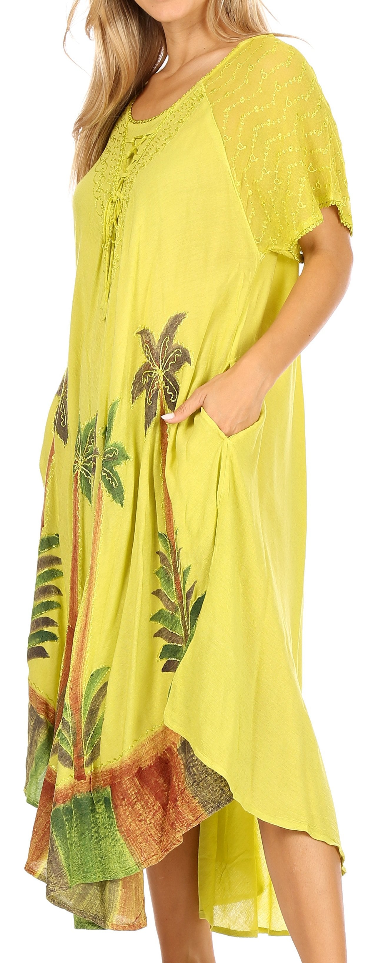 Sakkas Kai Palm Tree Caftan Tank Dress / Cover Up - Concordia Style Boutique