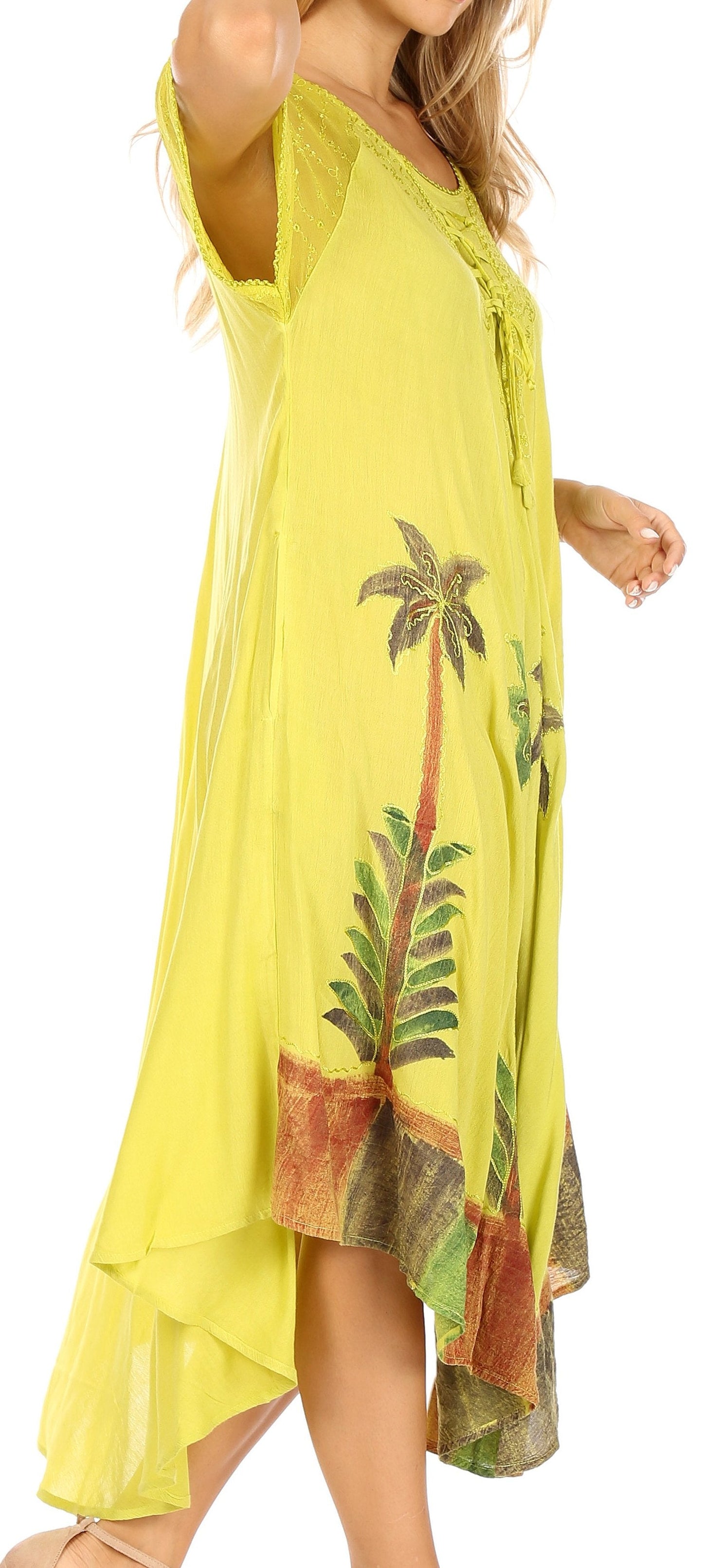 Sakkas Kai Palm Tree Caftan Tank Dress / Cover Up - Concordia Style Boutique
