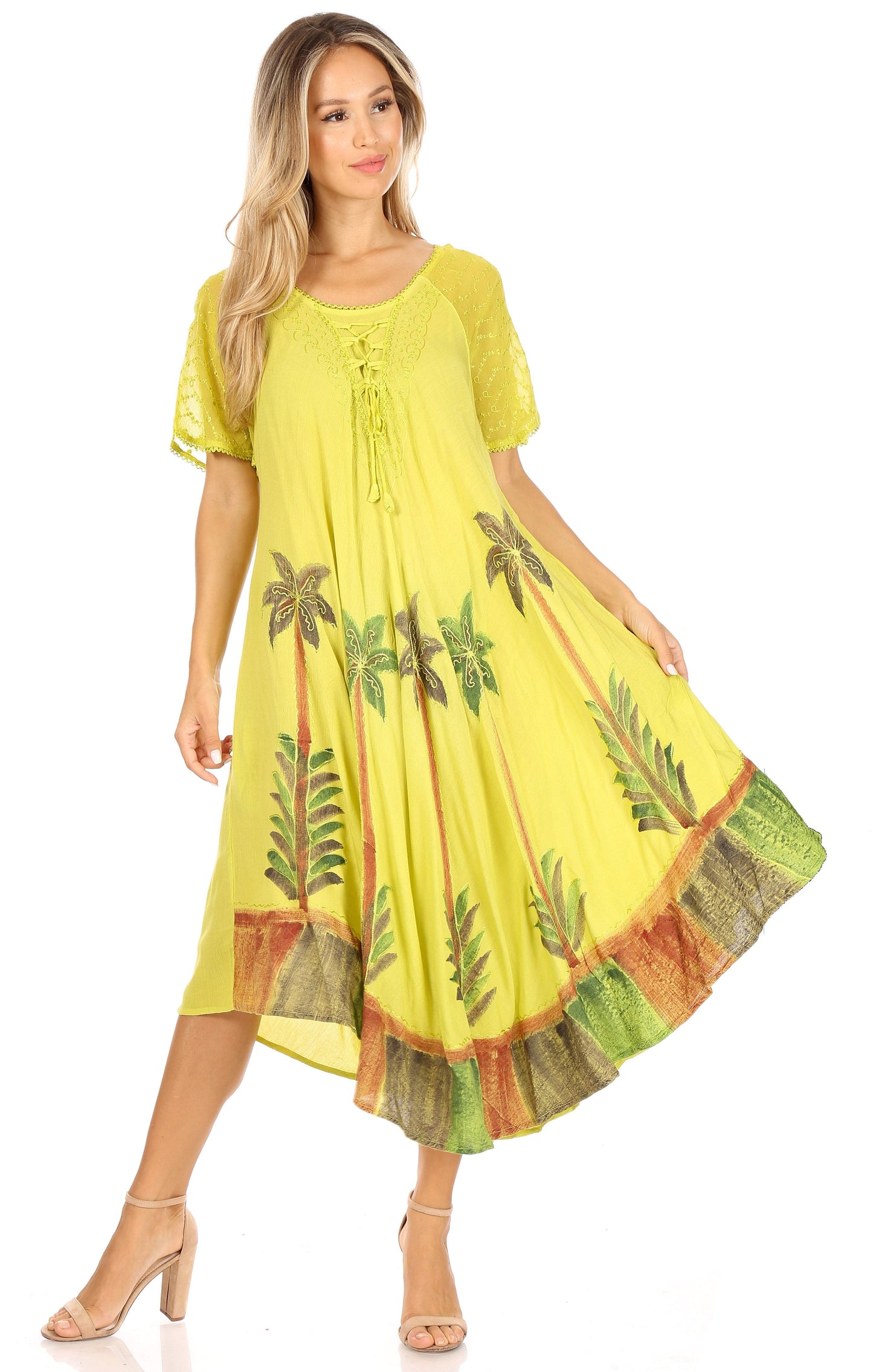 Sakkas Kai Palm Tree Caftan Tank Dress / Cover Up - Concordia Style Boutique