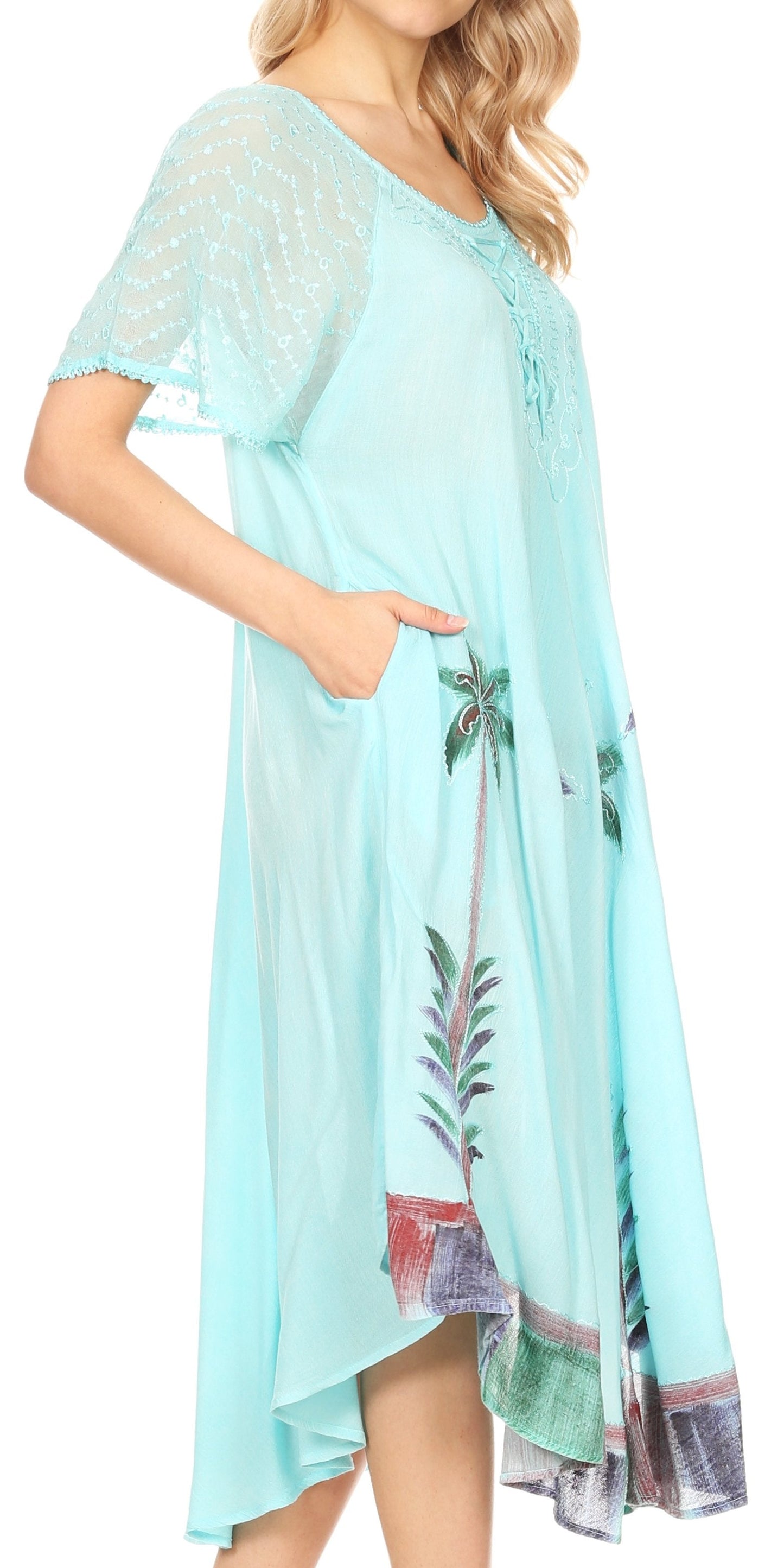 Sakkas Kai Palm Tree Caftan Tank Dress / Cover Up - Concordia Style Boutique