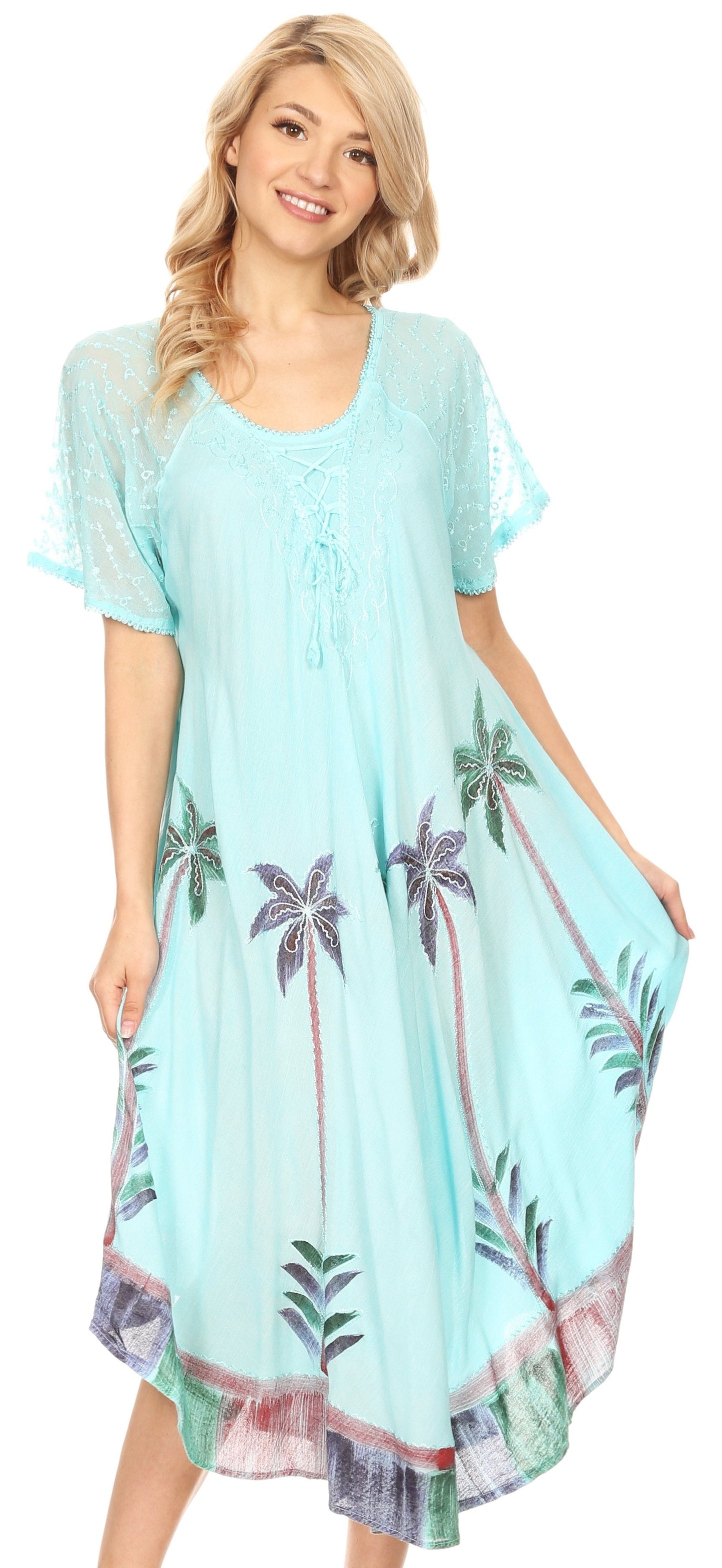 Sakkas Kai Palm Tree Caftan Tank Dress / Cover Up - Concordia Style Boutique